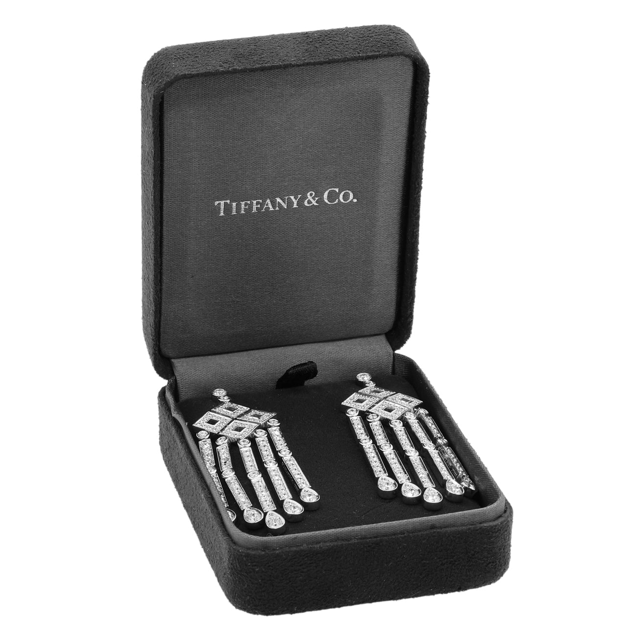 Exclusive Tiffany & Co. Platinum Diamond Legacy Drop Earrings — Top View