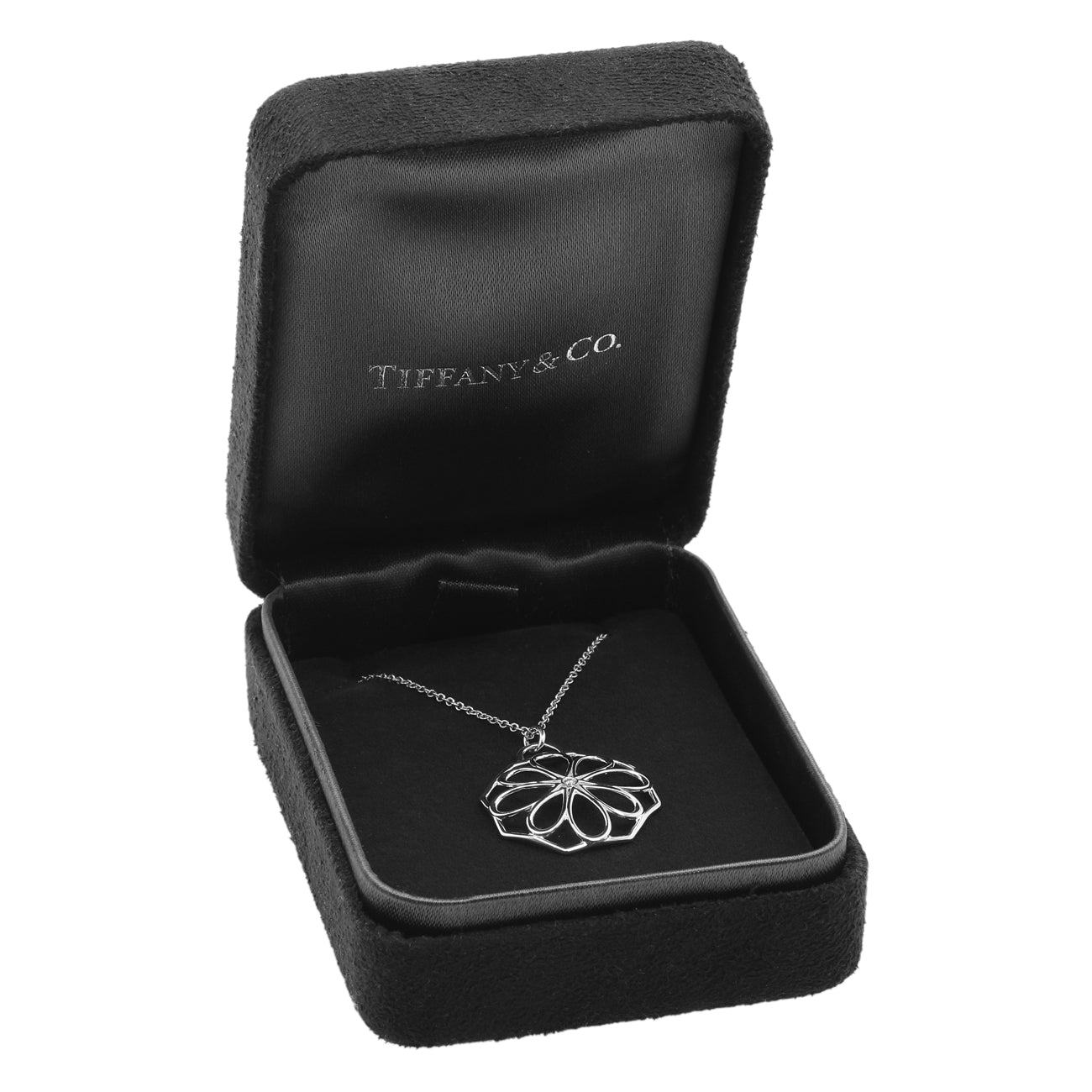 Exclusive Tiffany & Co. 18K White Gold Diamond Floral Pendant Necklace — Lifestyle View