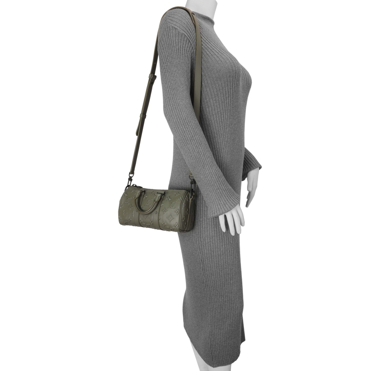 Exclusive Louis Vuitton Khaki Monogram Seal Keepall XS — Lifestyle View