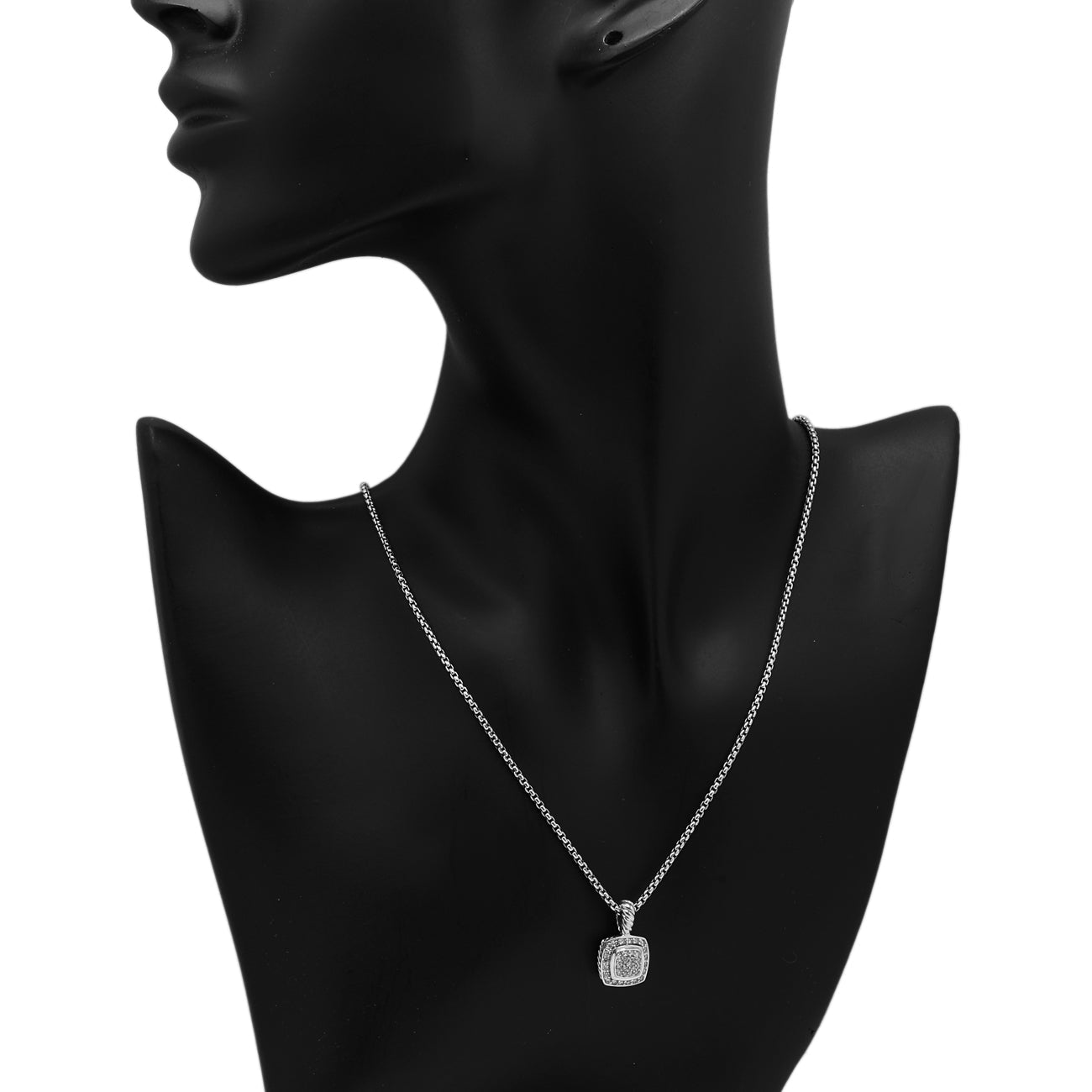 Exclusive David Yurman Sterling Silver Diamond Petite Albion Pendant Necklace — Top View