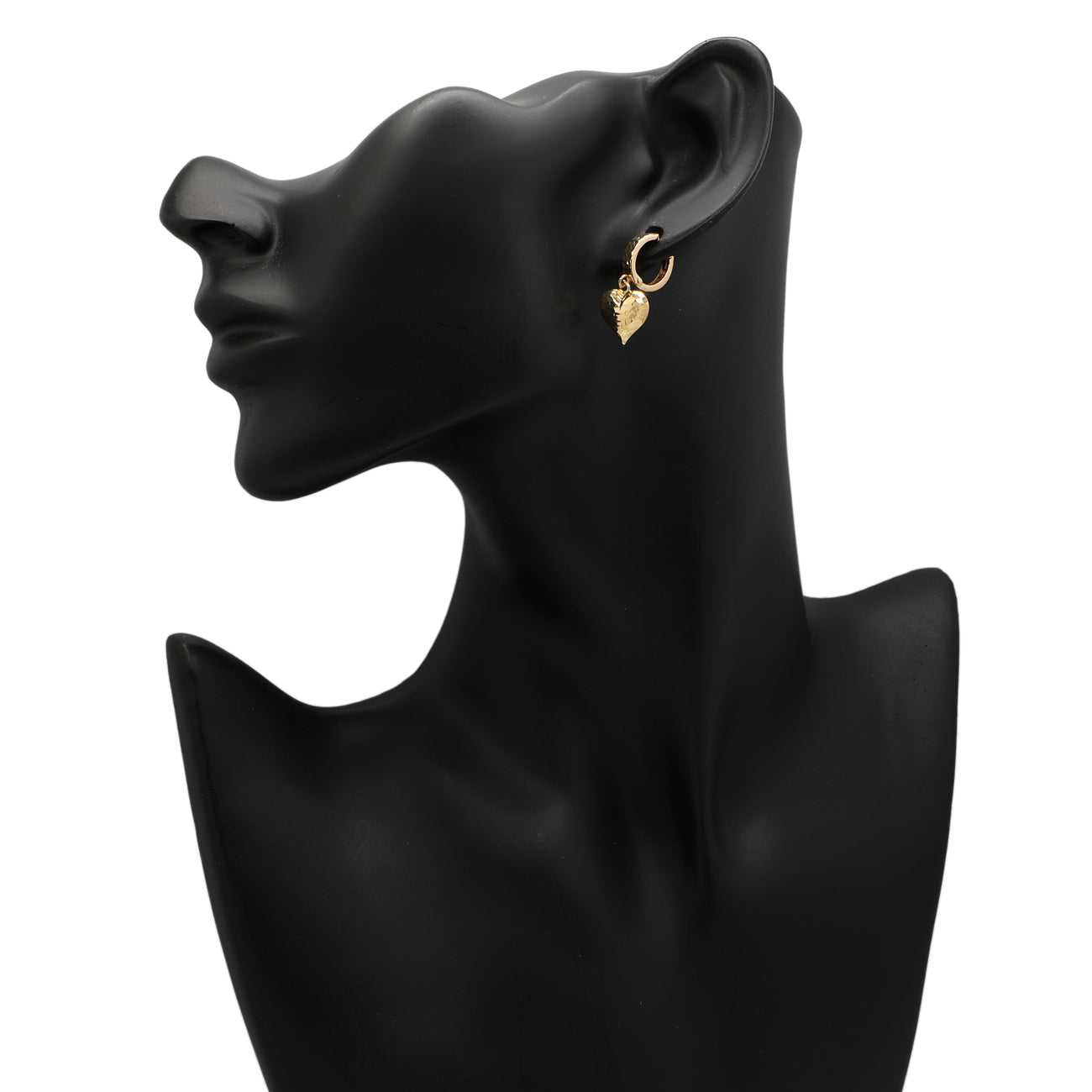 Exclusive 18K Yellow Gold Heart Drop Earrings — Back View