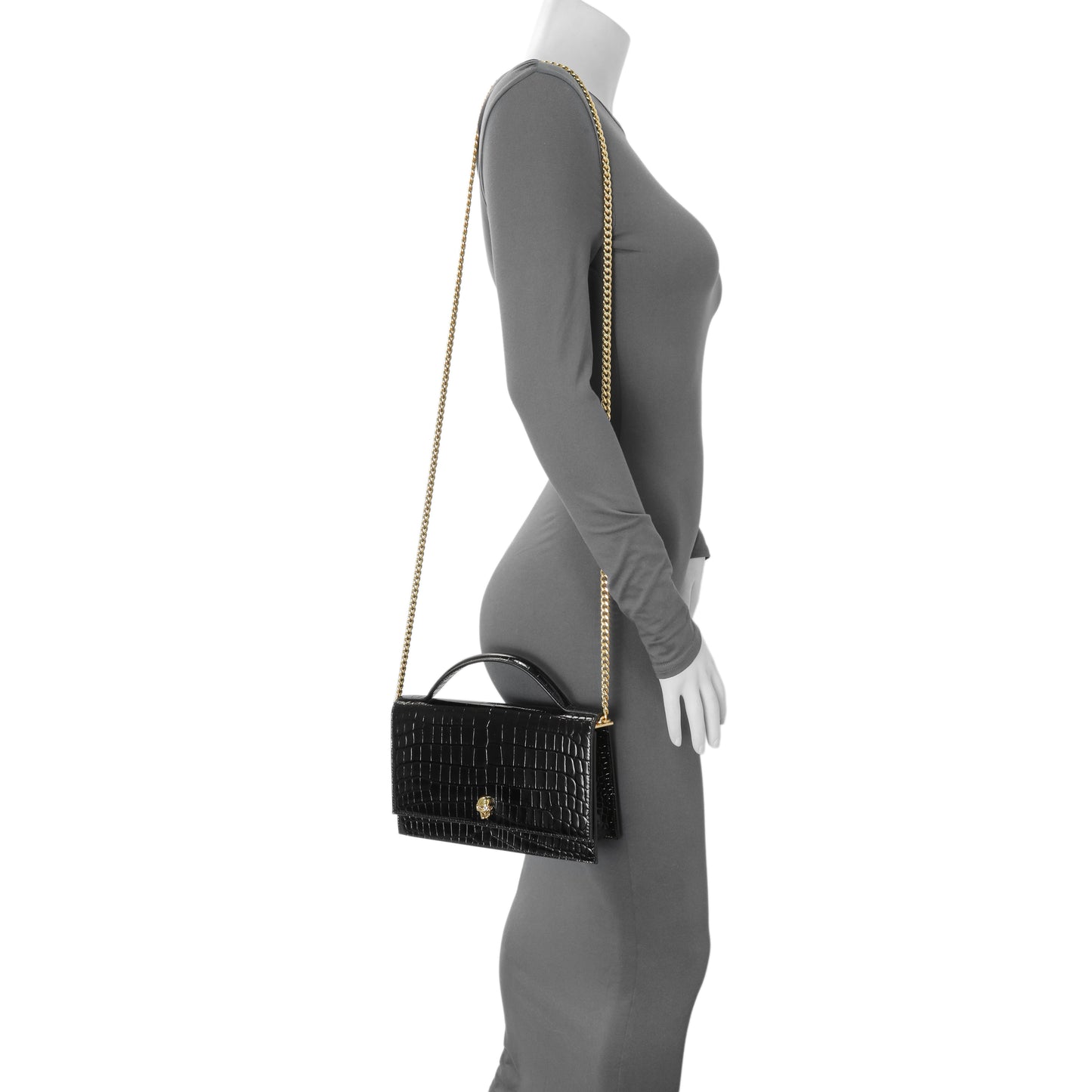 Exclusive Alexander McQueen Skull Embellished Embossed Top Handle Bag — Lifestyle View