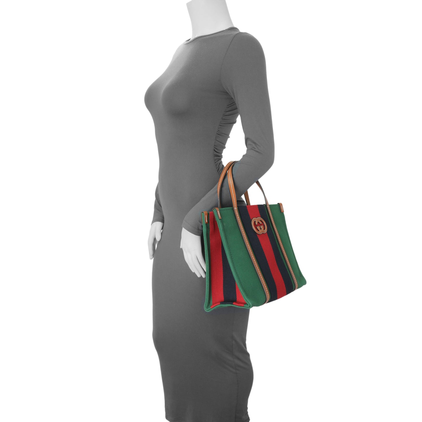 Exclusive Gucci Green Canvas Web Small Interlocking G Tote — Alternate View 7