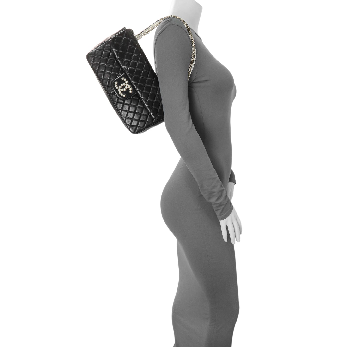 Exclusive Chanel Black Lambskin Quilted Medium Westminster Pearl Flap — Alternate View 7