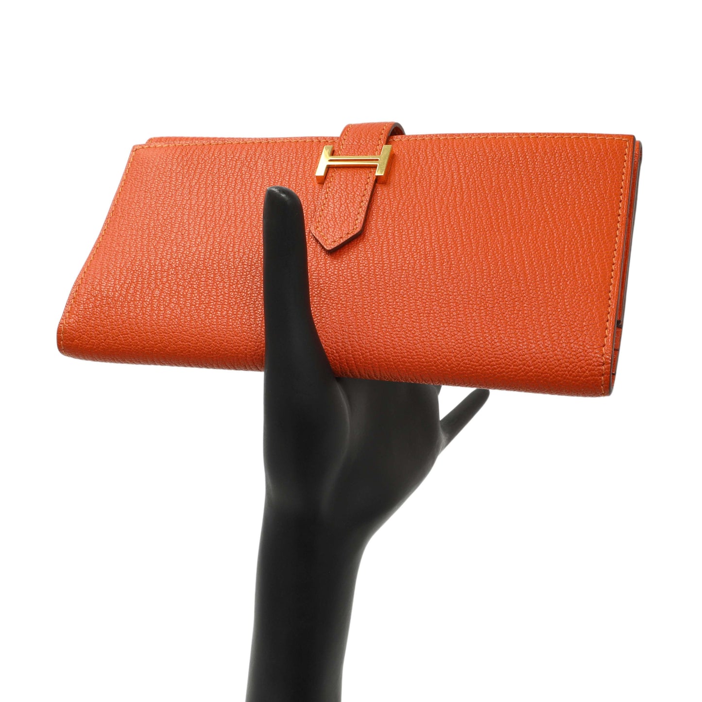 Exclusive Hermes Orange Chevre Tri-Fold Bearn Wallet — Alternate View 7