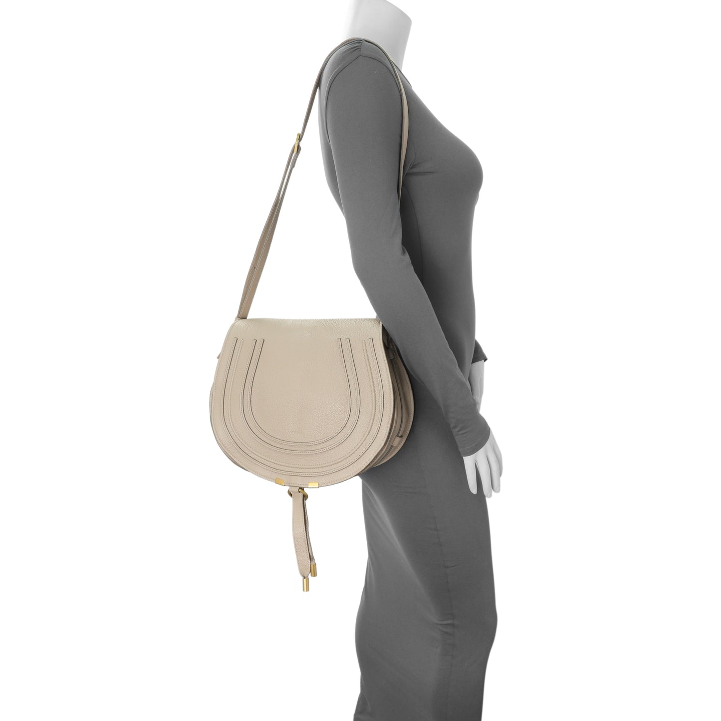 Exclusive Chloe Beige Grained Calfskin Medium Marcie Saddle Bag — Alternate View 7