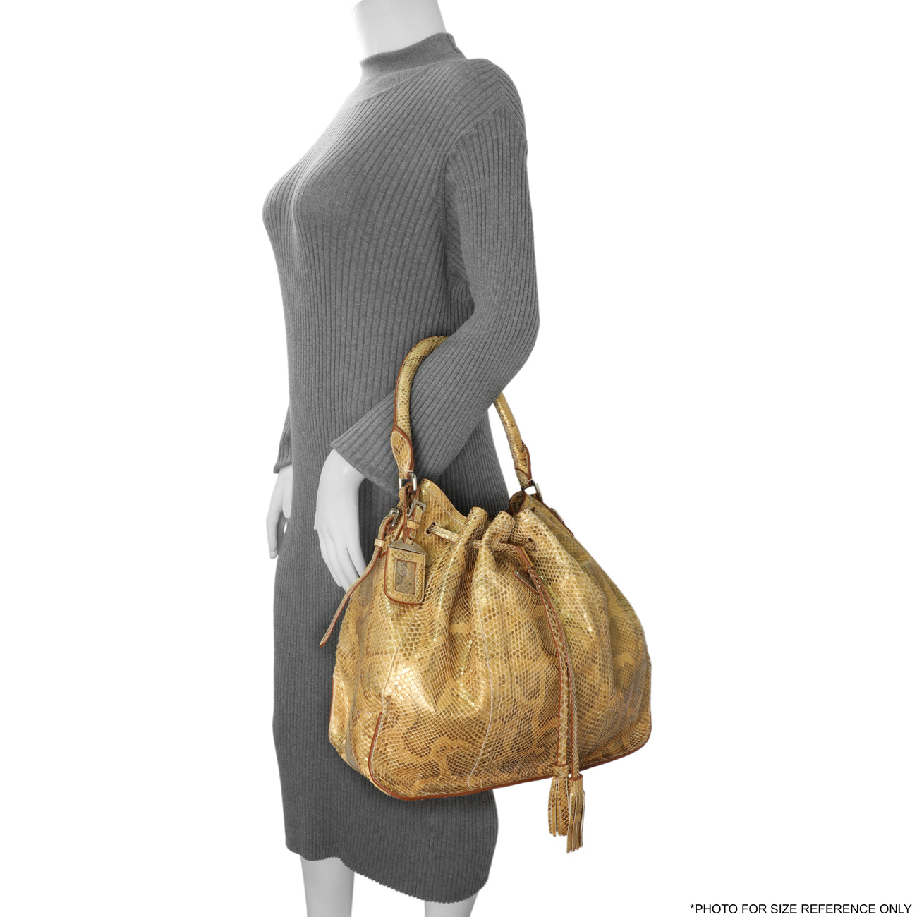 Exclusive Prada Pitone Oro Python Cinch Shoulder Bag — Alternate View 10