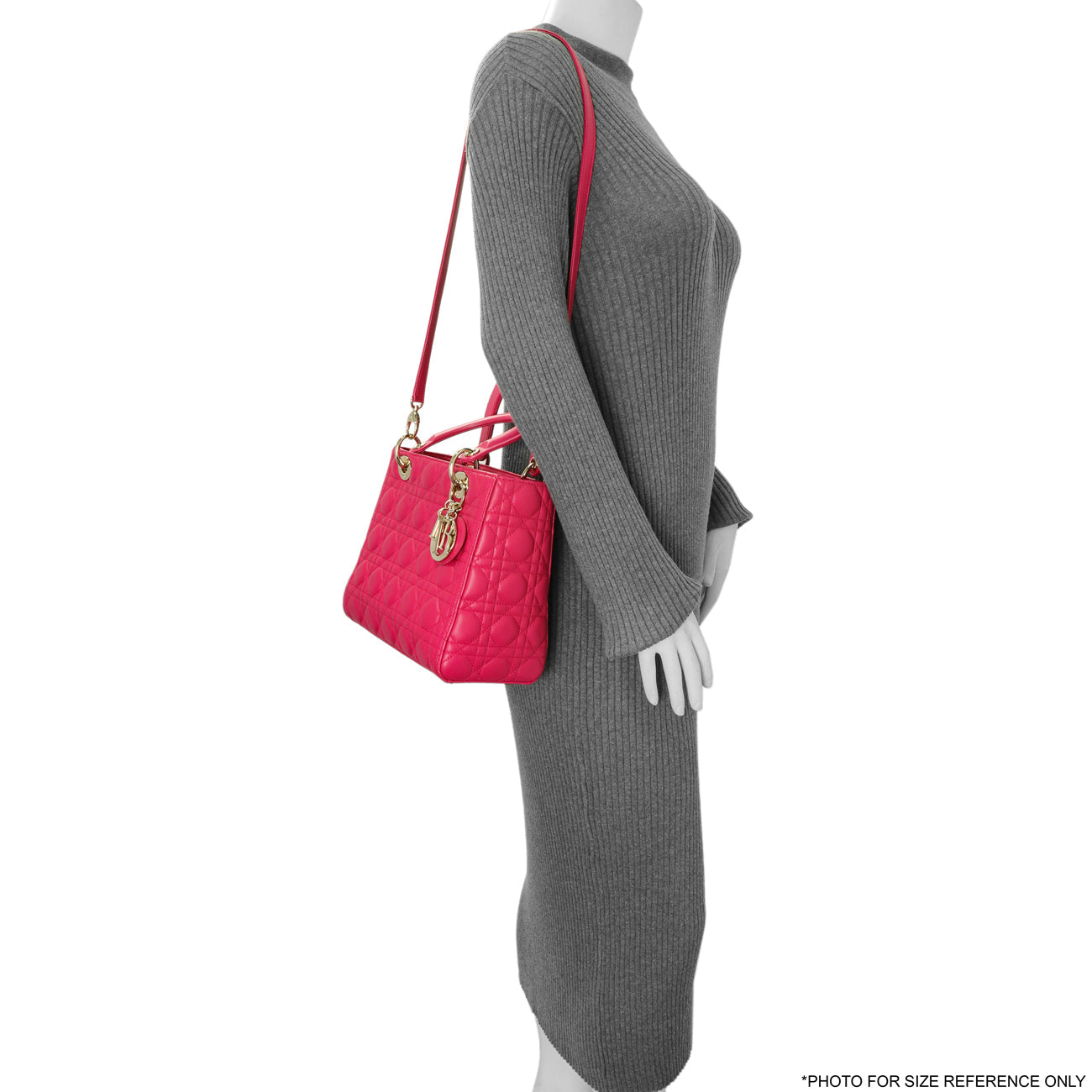 Exclusive Christian Dior Pink Lambskin Cannage Medium Lady Dior — Alternate View 15