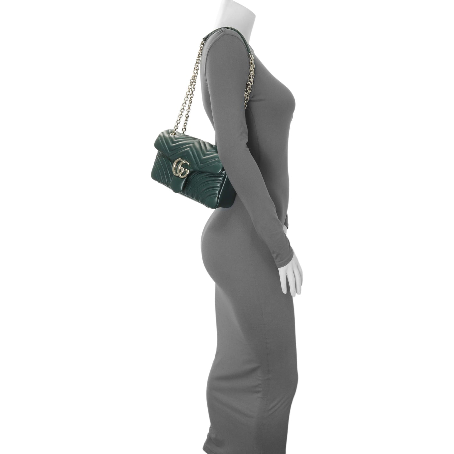 Exclusive Gucci Green Lambskin Matelasse Medium GG Marmont Shoulder Bag NM — Alternate View 7