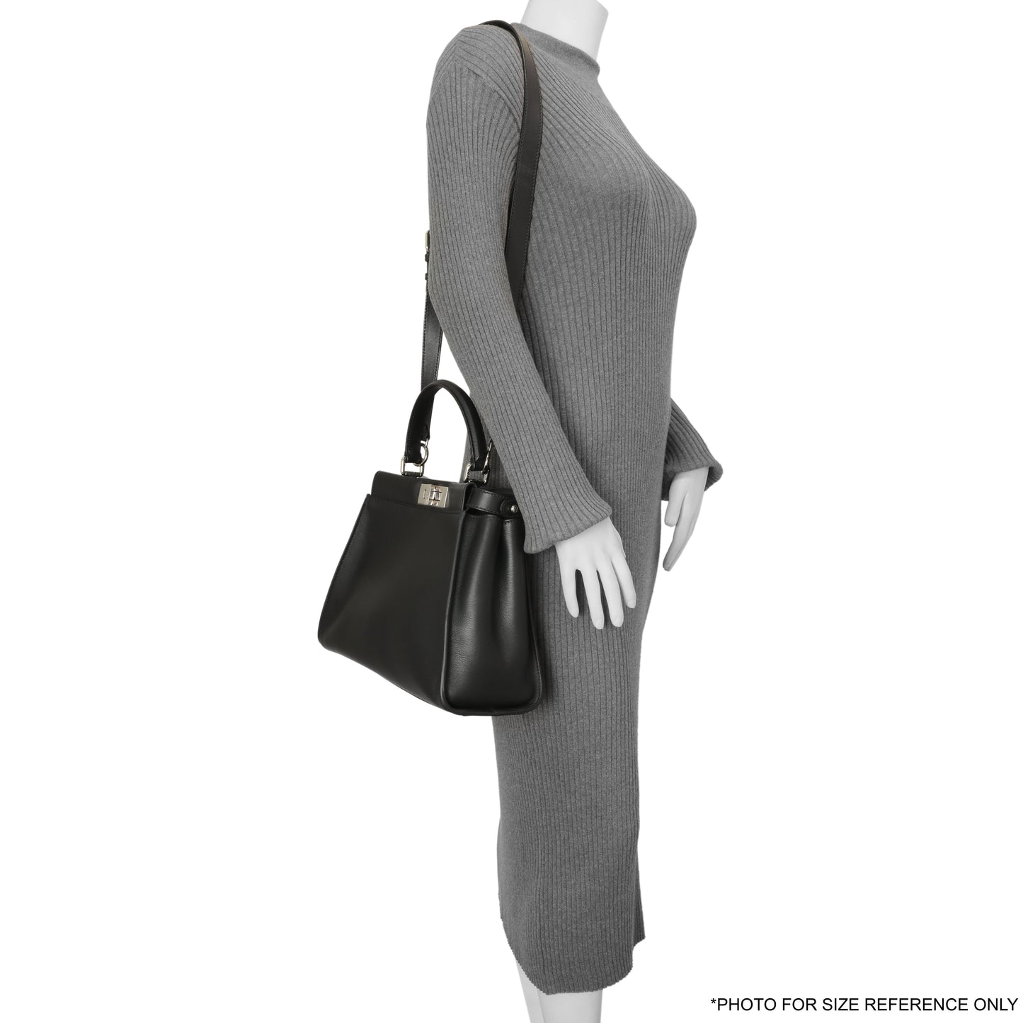 Exclusive Fendi Black Vitello Seta Snakeskin Crocodile Monster Eyes Medium Peekaboo Iconic Satchel — Alternate View 10