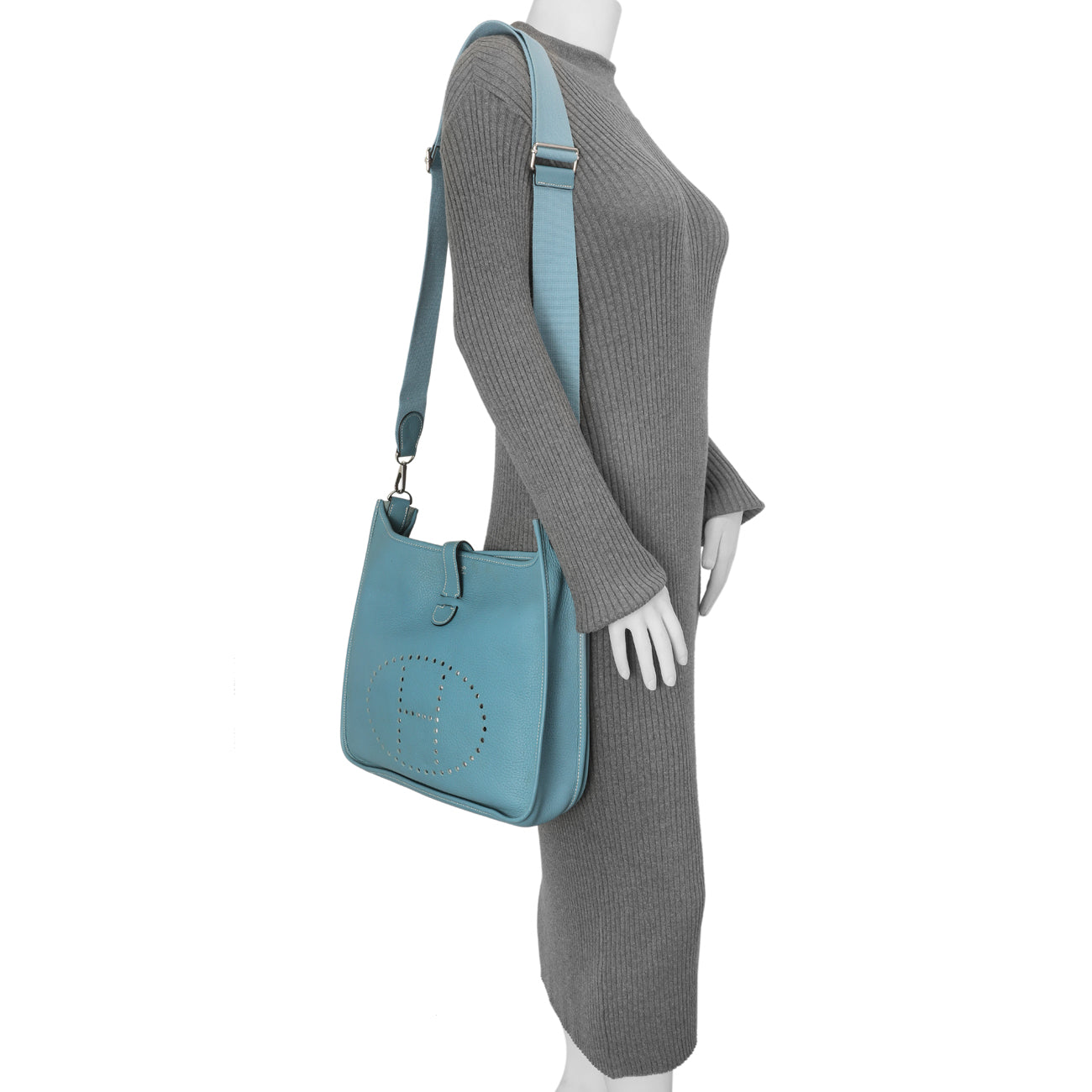 Exclusive Hermes Blue Jean Clemence Evelyne III GM — Alternate View 14