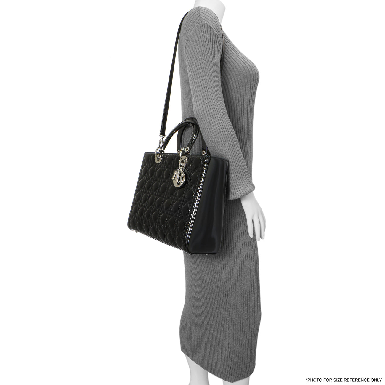 Exclusive Christian Dior Black Patent Cannage Large Lady Dior — Alternate View 9