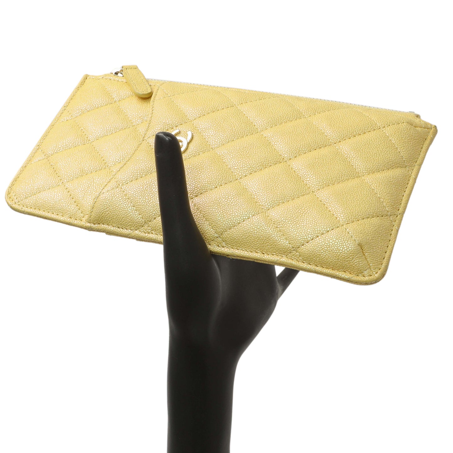 Exclusive Chanel Yellow Iridescent Caviar Classic Phone Pouch — Alternate View 11