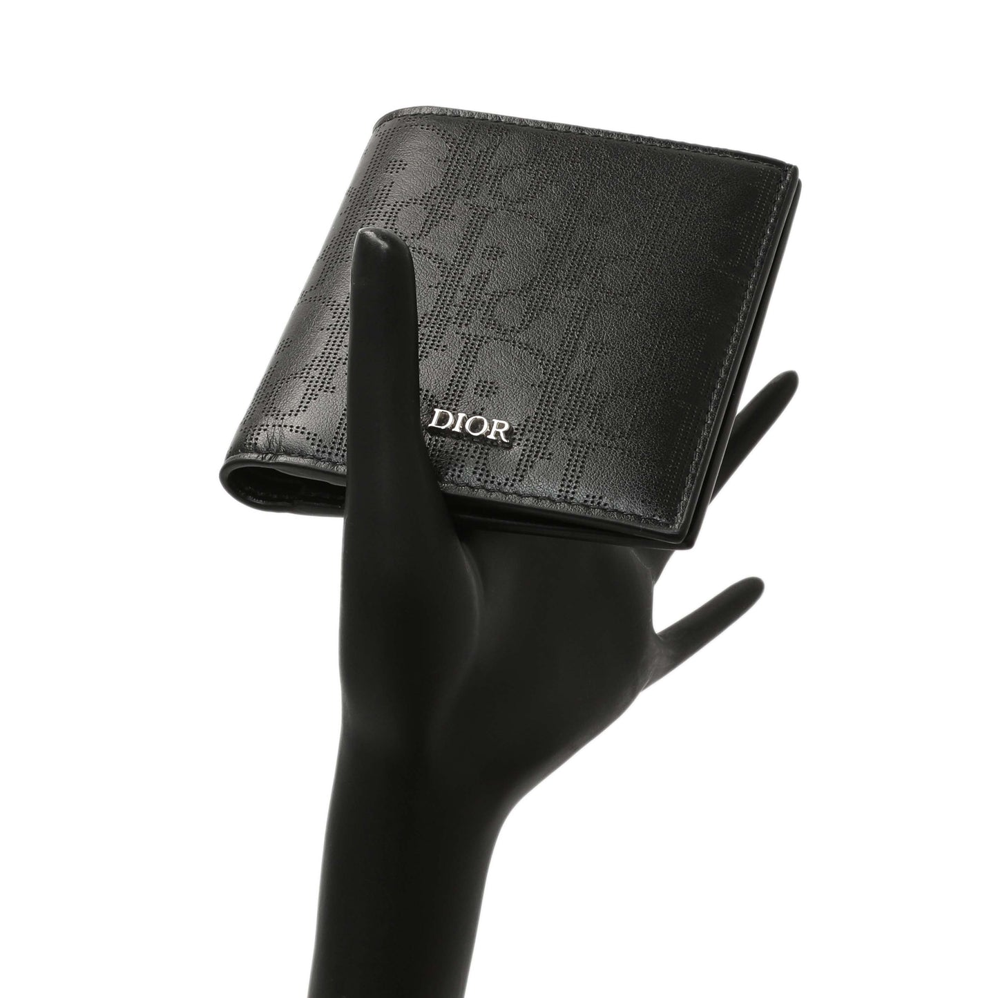 Exclusive Christian Dior Black Calfskin Perforated Oblique Vertical Card Holder — Alternate View 7