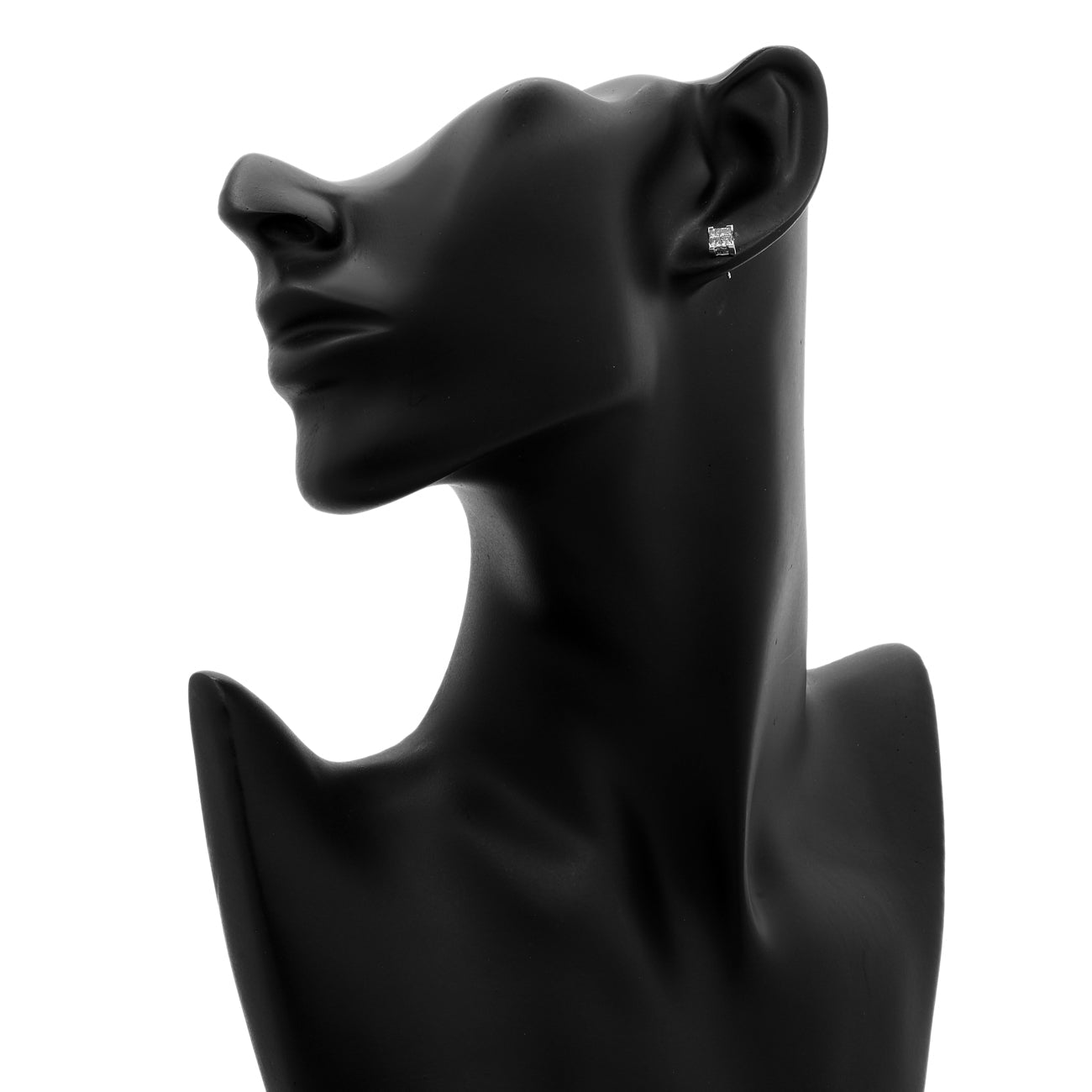 Exclusive 14K White Gold 0.56 Carat Princess Cut Diamond Stud Earrings — Back View