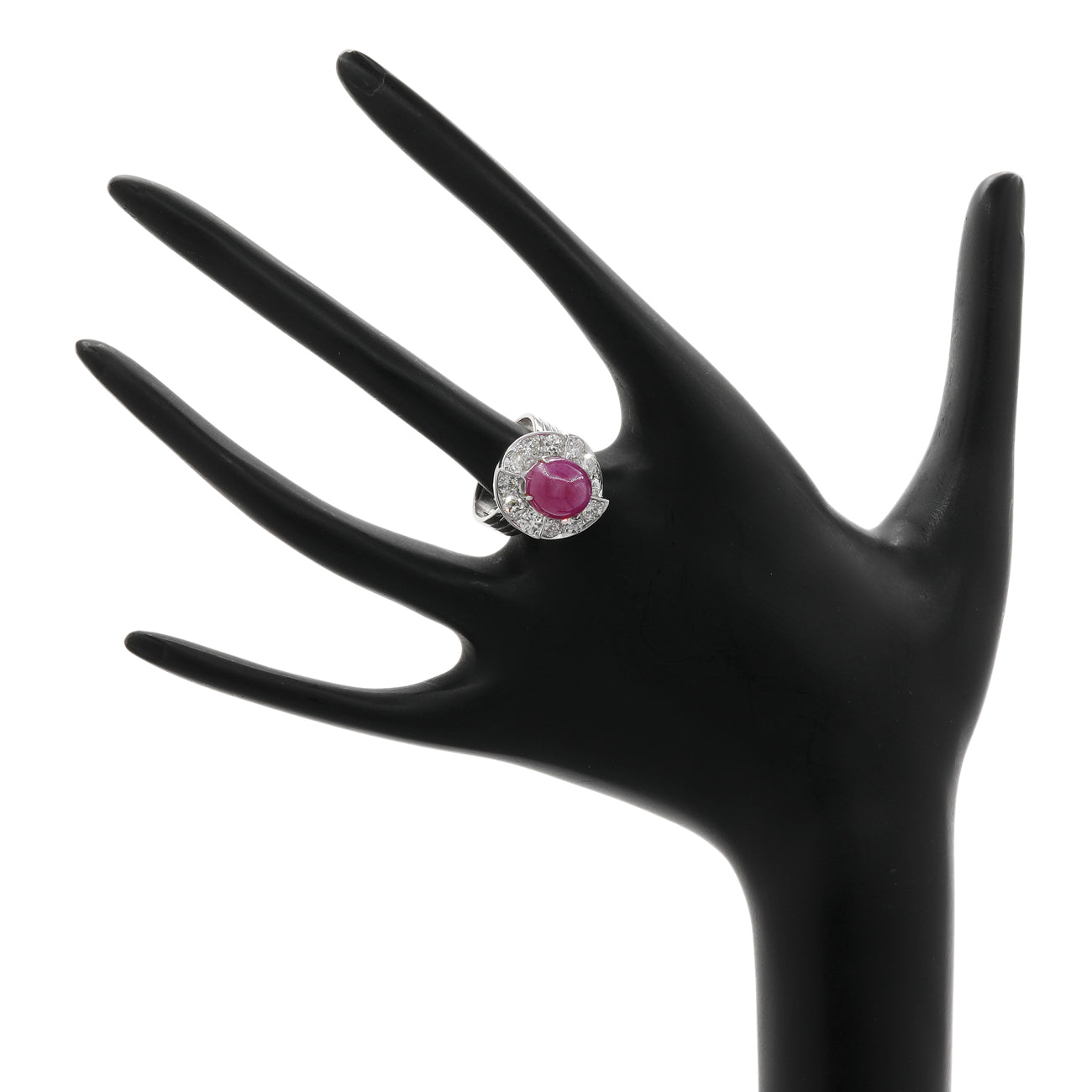 Exclusive 14K White Gold 5.57 Carat Ruby Diamond Halo Ring — 4.5 — Top View