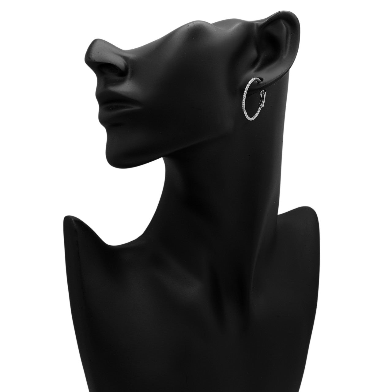 Exclusive 18K White Gold 0.65 Carat Hoop Earrings — Back View