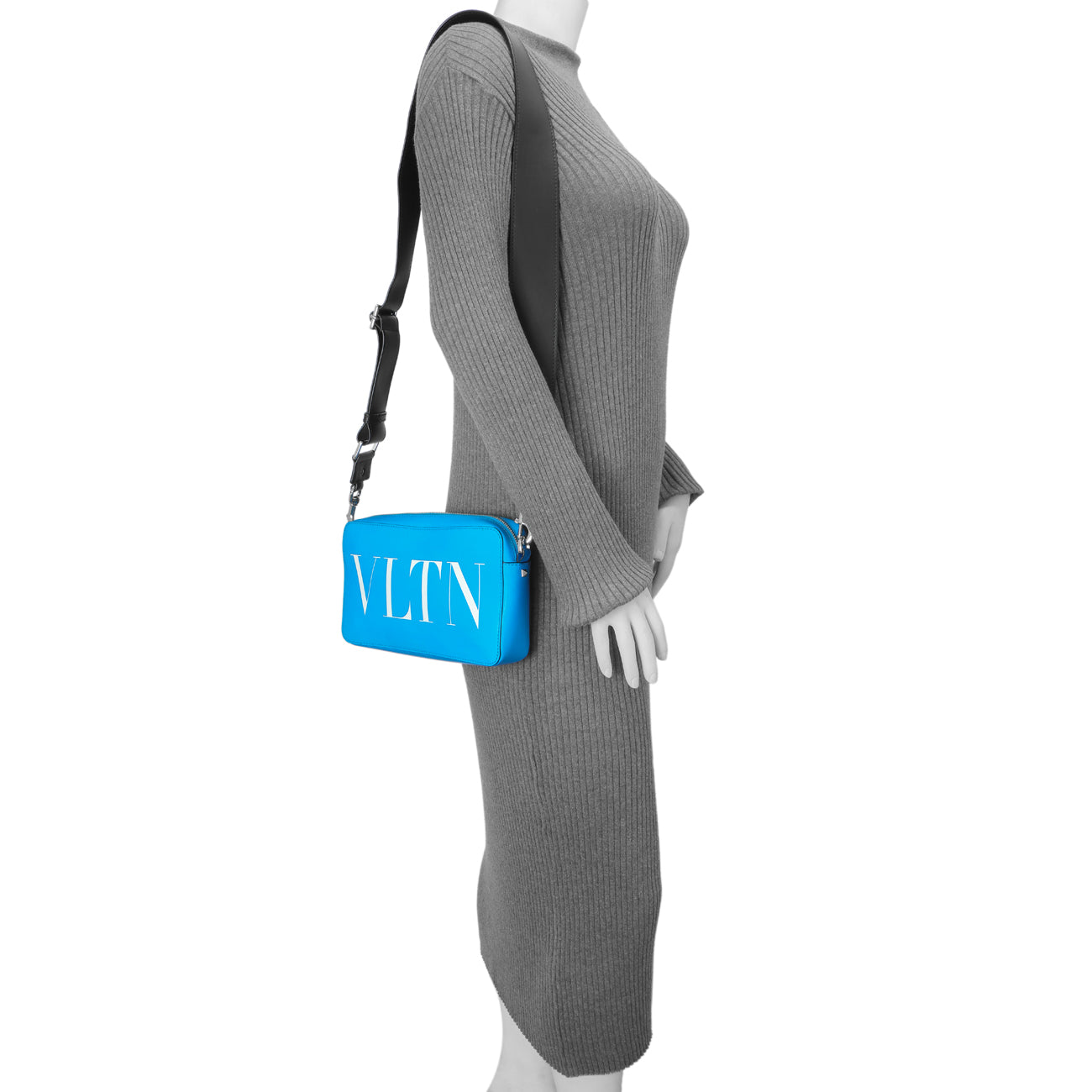 Exclusive Valentino Blue Calfskin VLTN Print Crossbody Bag — Alternate View 10