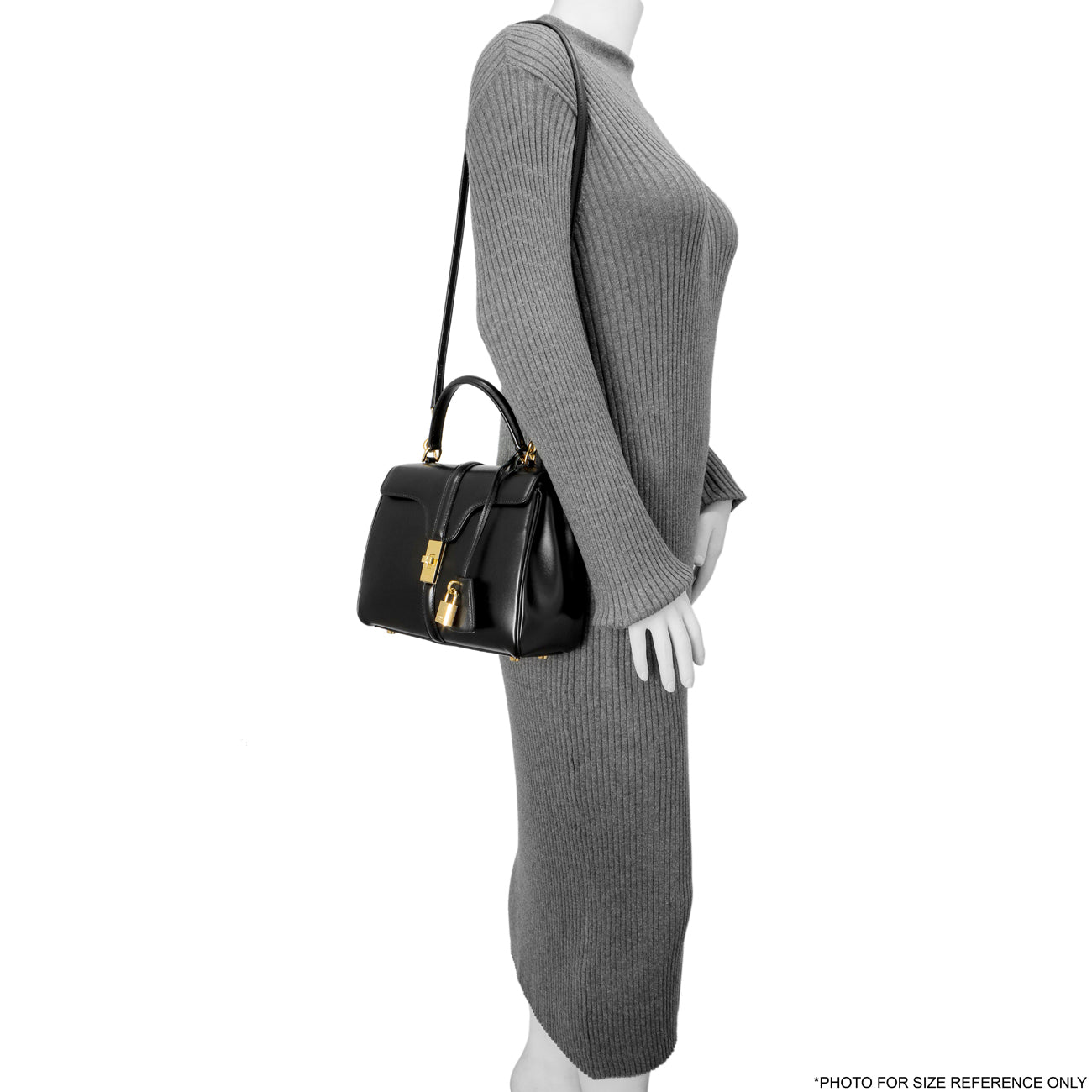 Exclusive Celine Black Calfskin Small 16 Top Handle Bag — Alternate View 10