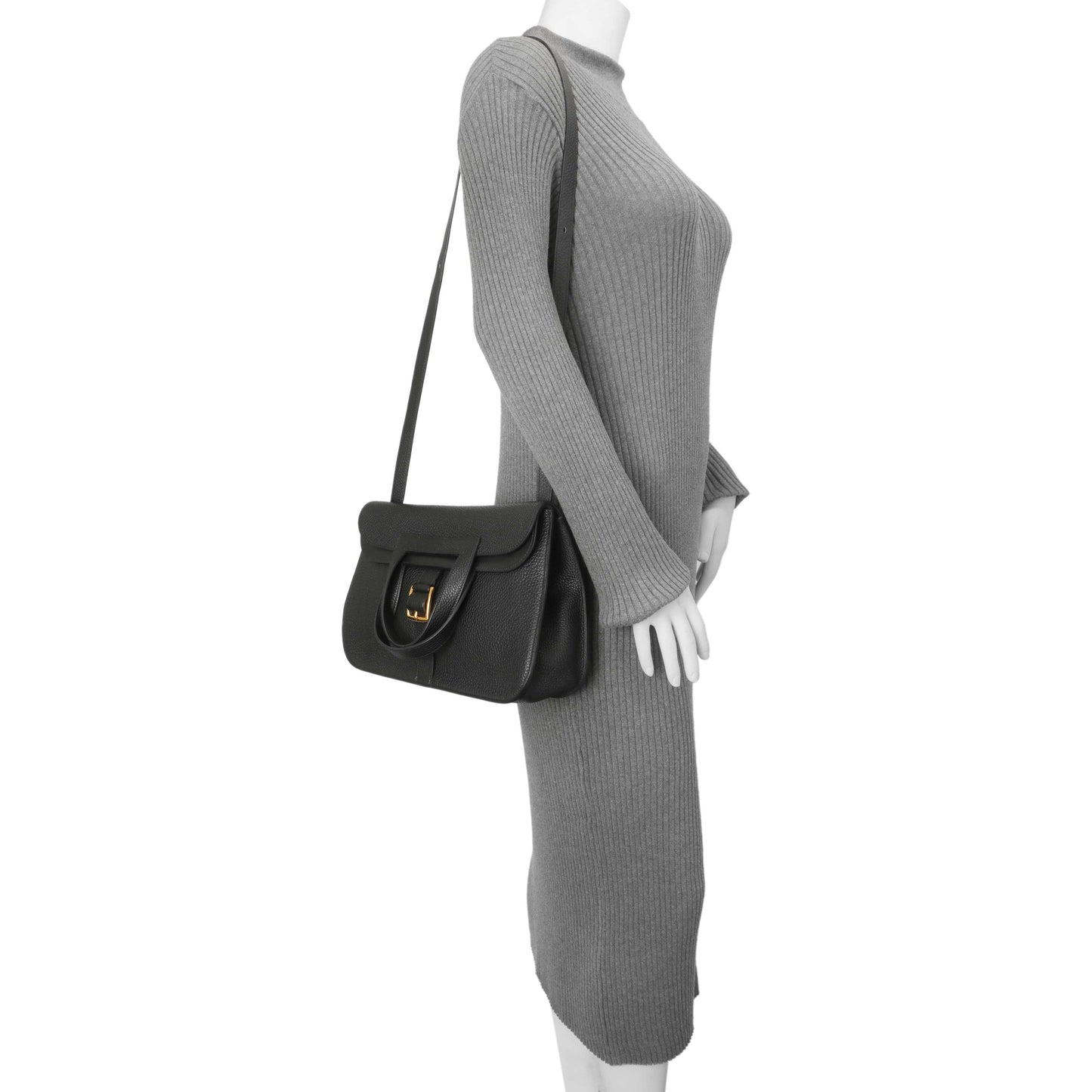 Exclusive Hermes Black Clemence Halzan 31 — Alternate View 10