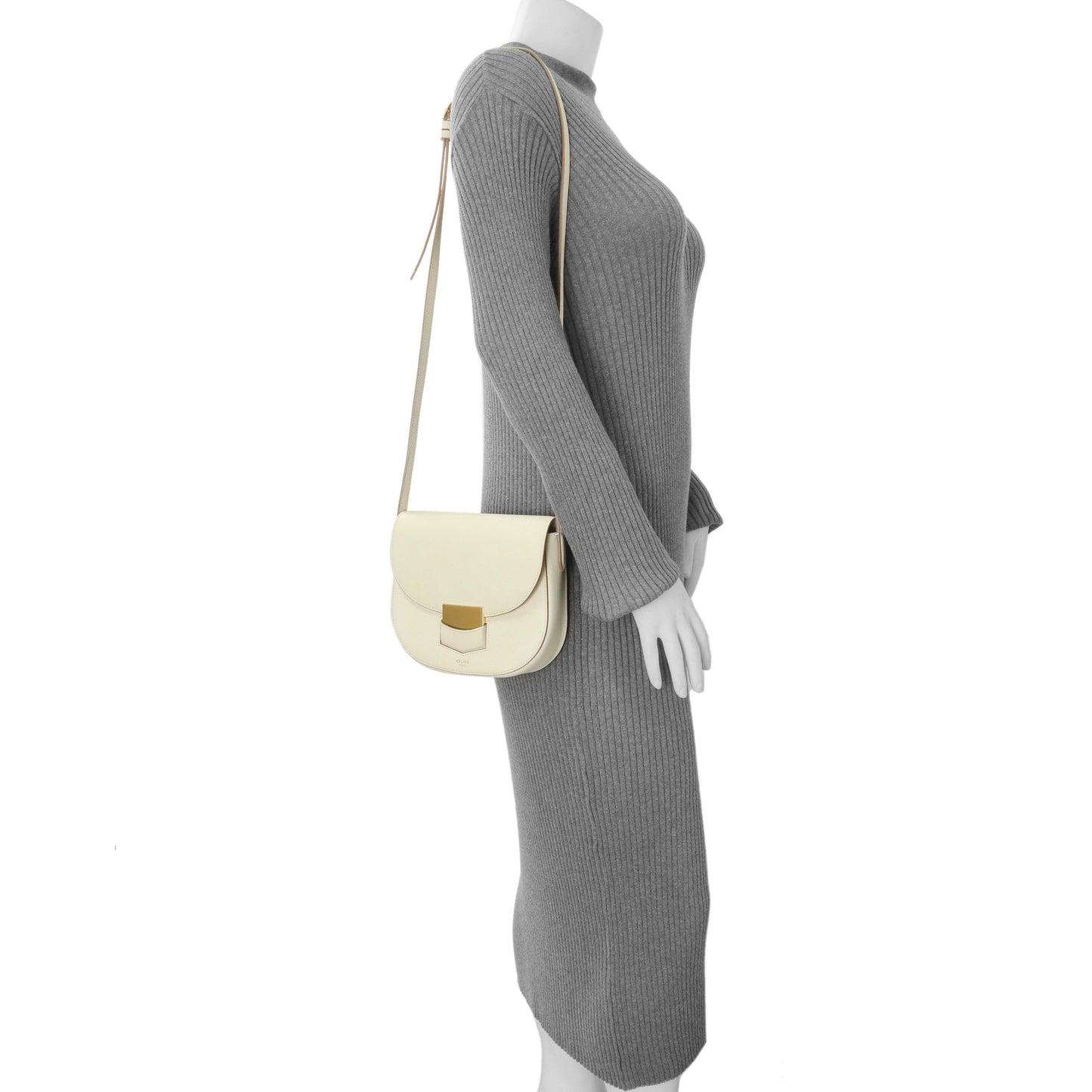 Exclusive Celine Ivory Grained Calfskin Small Trotteur — Alternate View 10