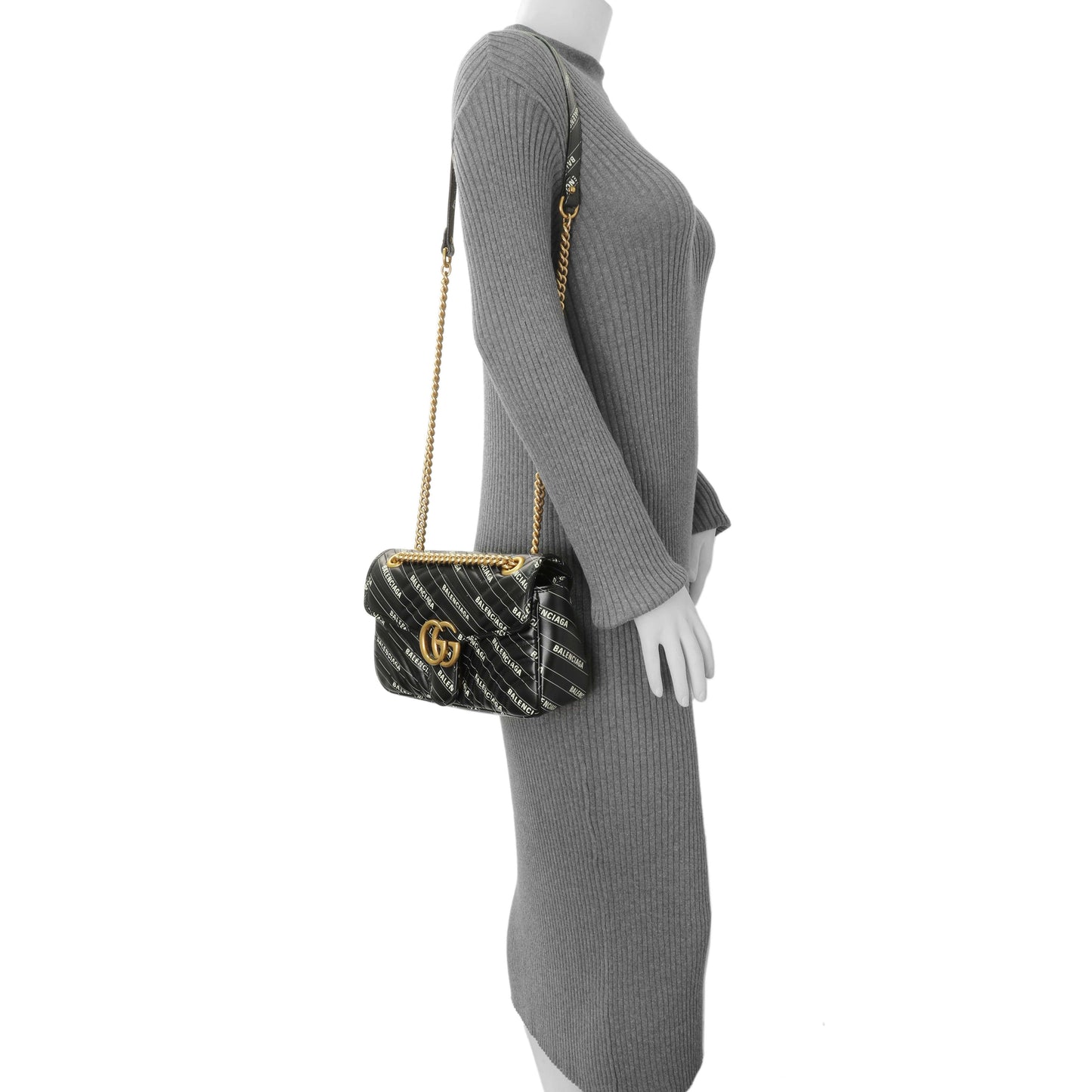 Exclusive Gucci X Balenciaga Calfskin Matelasse Logo Print Small GG Marmont Shoulder Bag — Alternate View 8