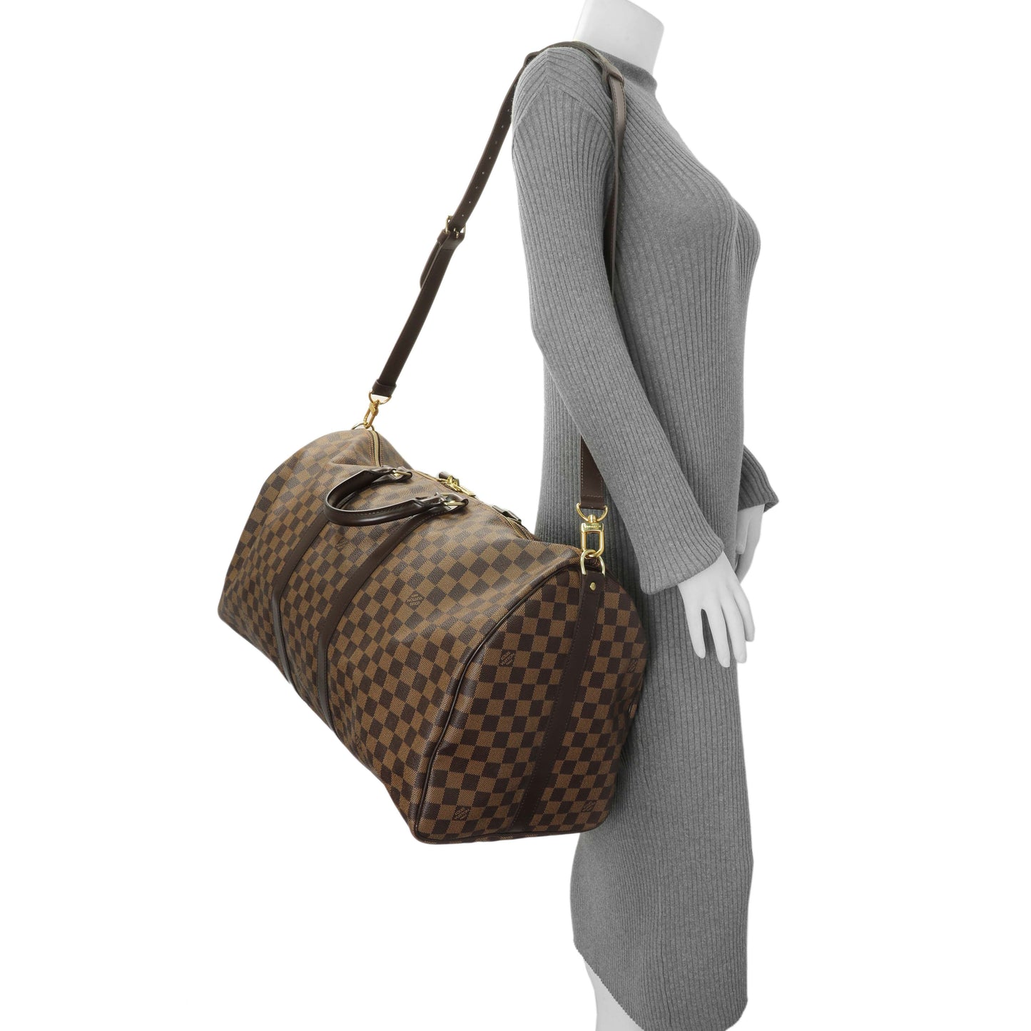 Exclusive Louis Vuitton Damier Ebene Keepall Bandouliere 55 — Alternate View 11