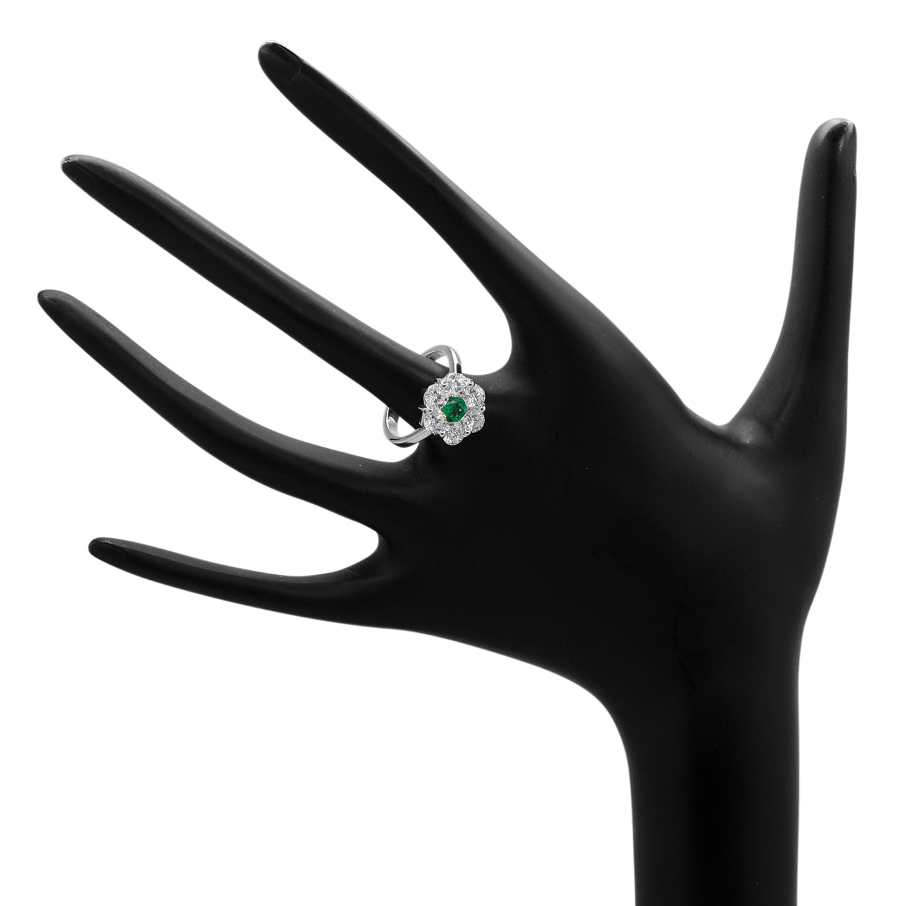 Exclusive 18K White Gold 0.43 Carat Emerald Blossom Diamond Ring — 4.75 — Top View