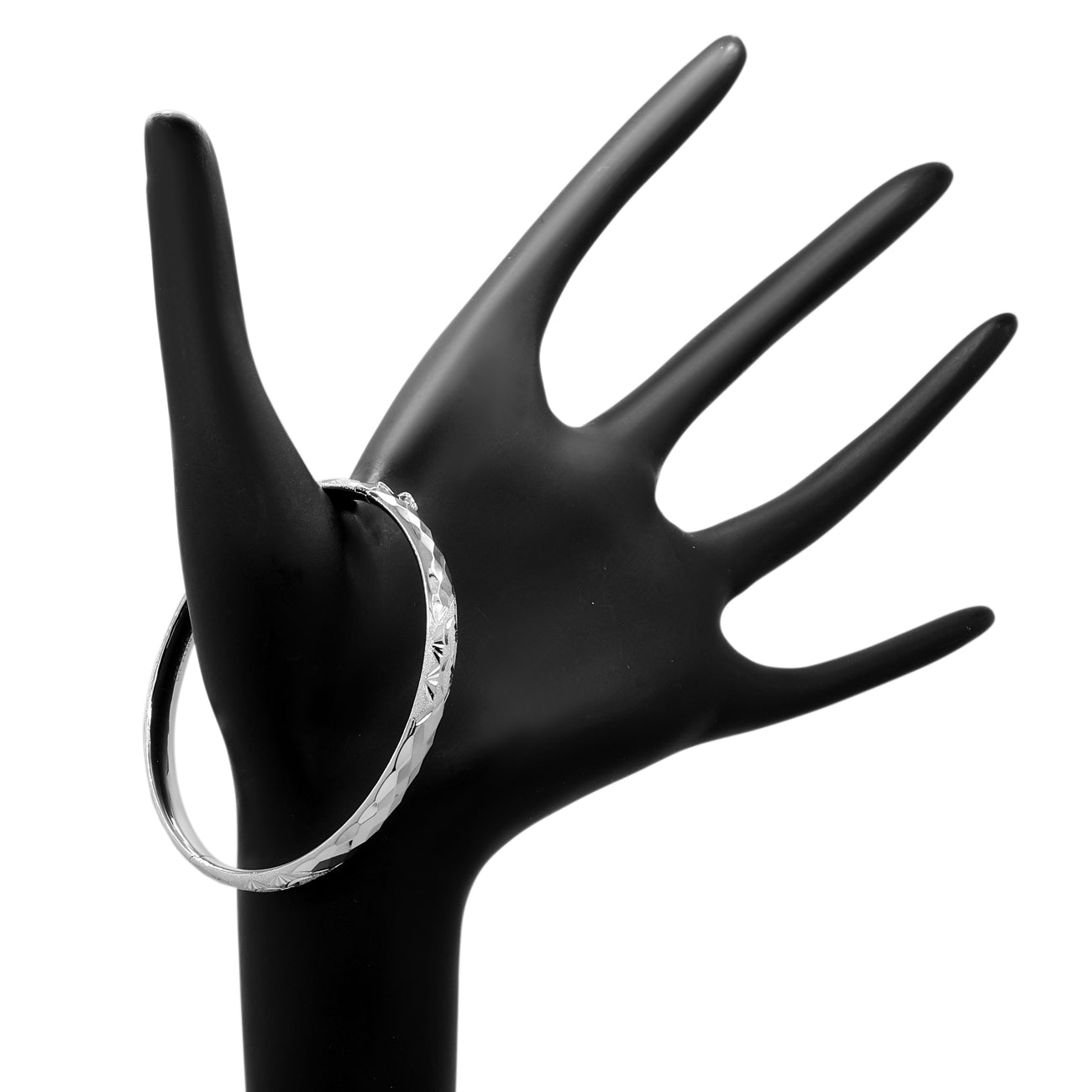 Exclusive Platinum Diamond Cut Bangle — Back View