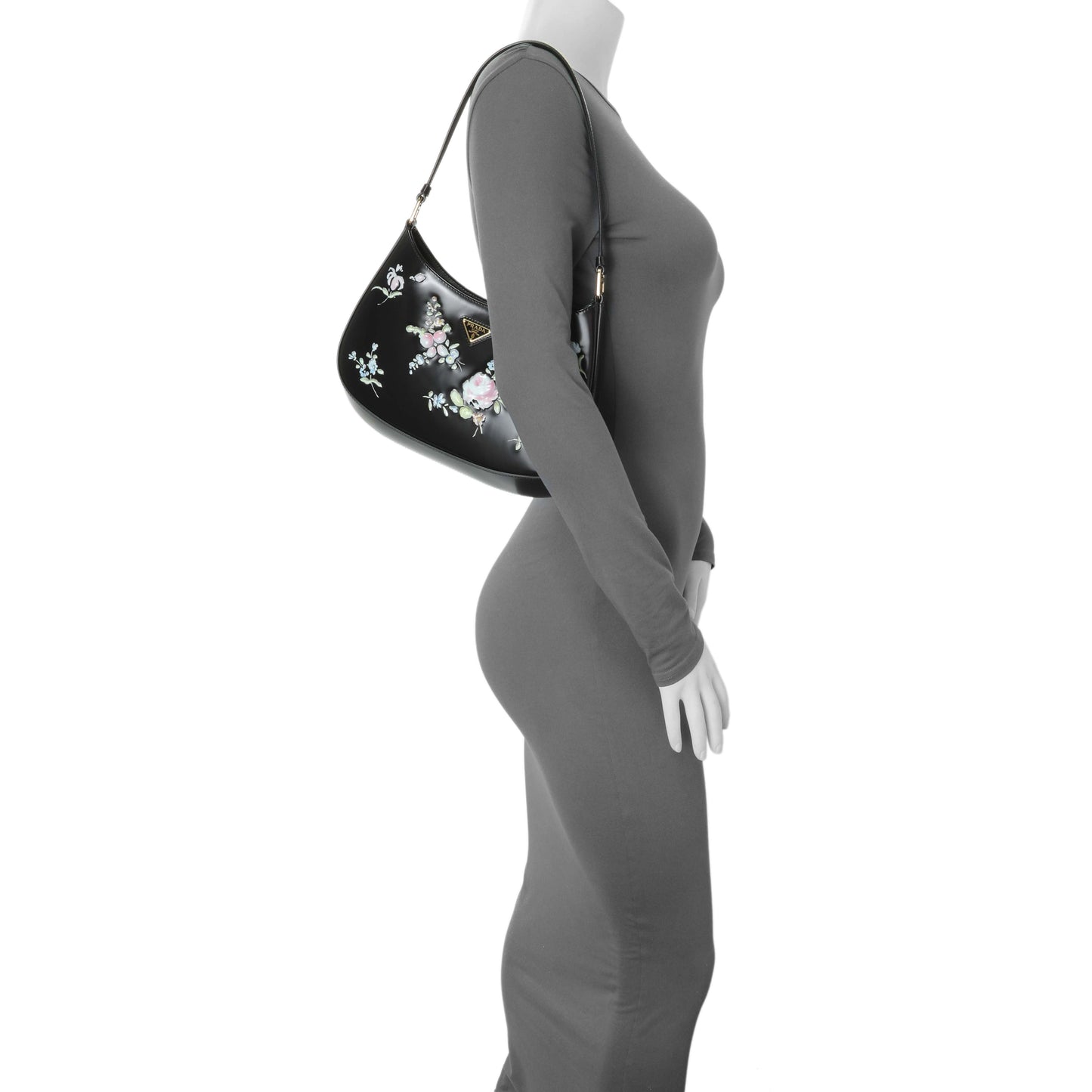 Exclusive Prada Black Floral Spazzolato Cleo Bag — Alternate View 8