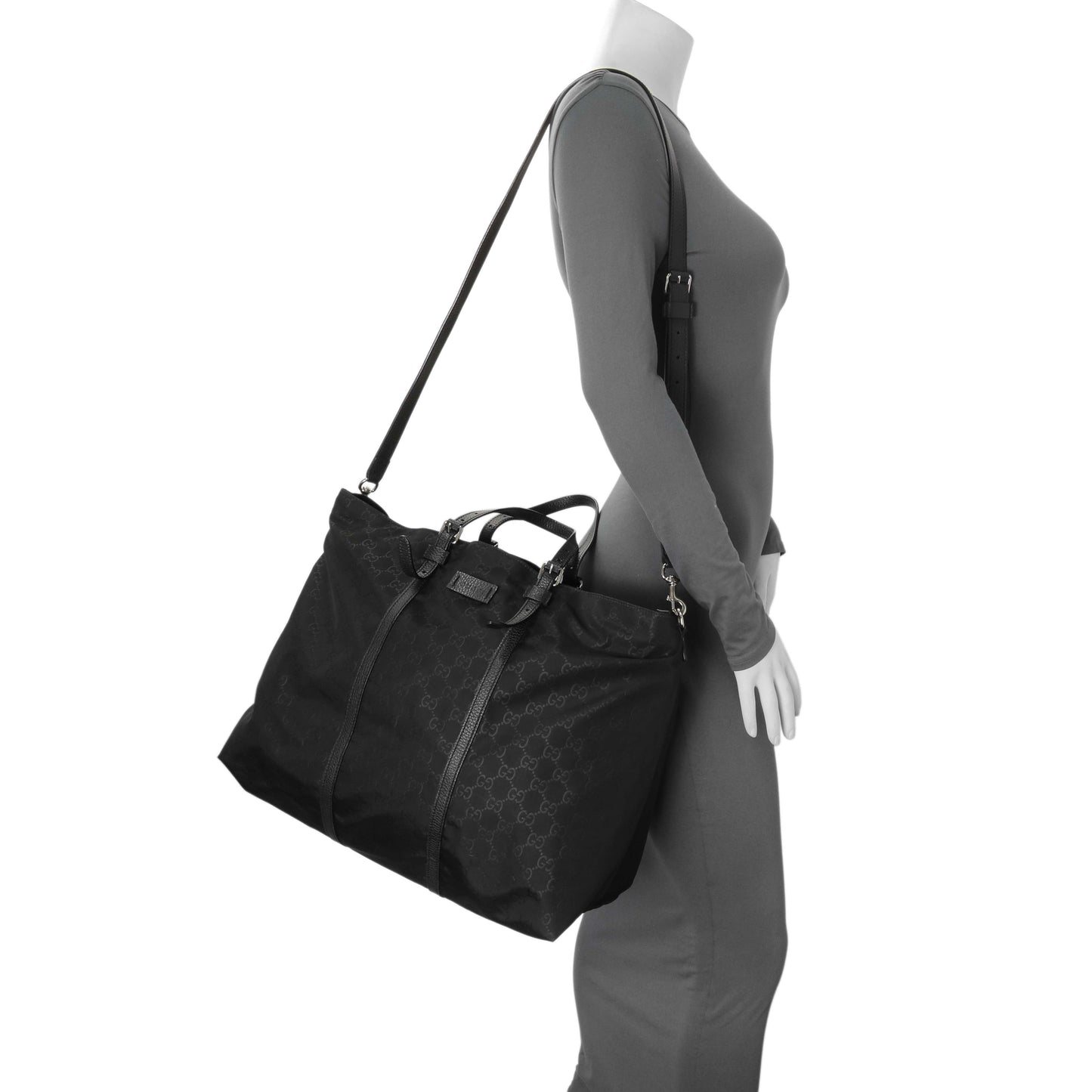 Exclusive Gucci Black Nylon Monogram Tote — Alternate View 7