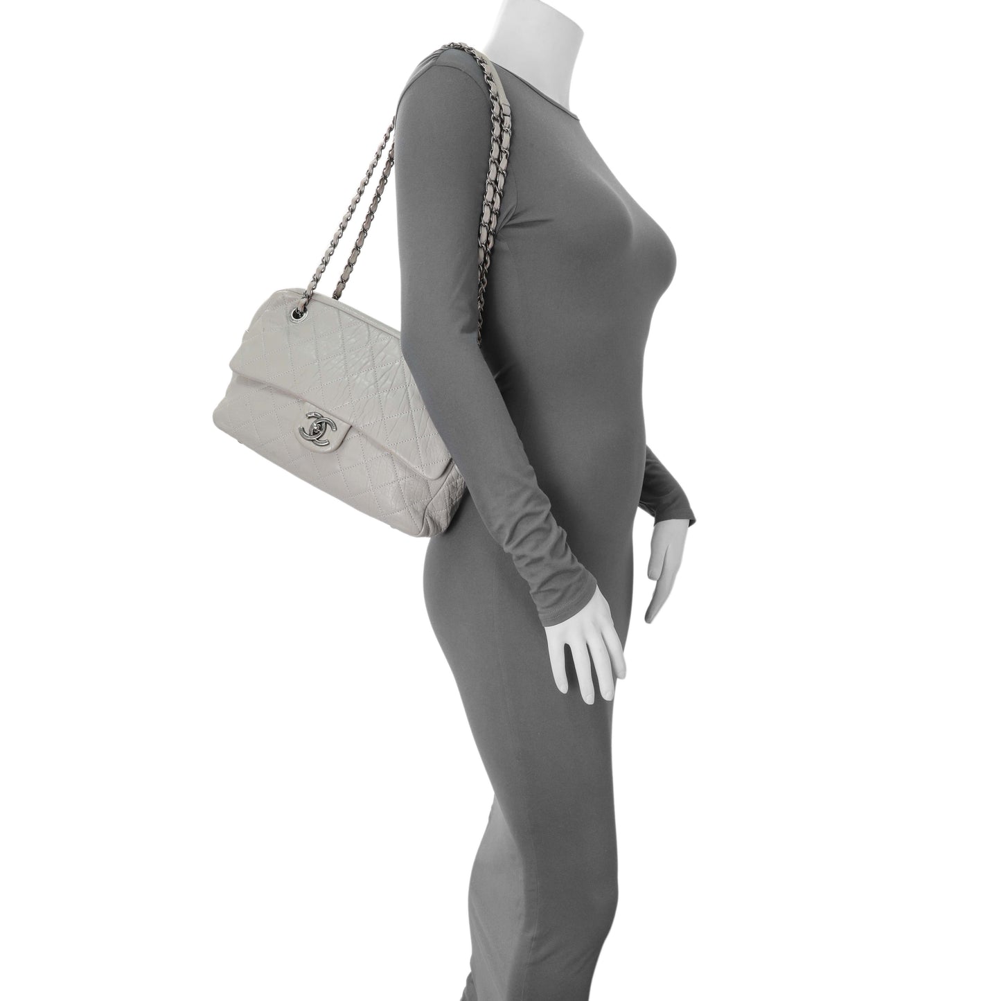 Exclusive Chanel Grey Quilted Goatskin Chain Shoulder Bag — Alternate View 9