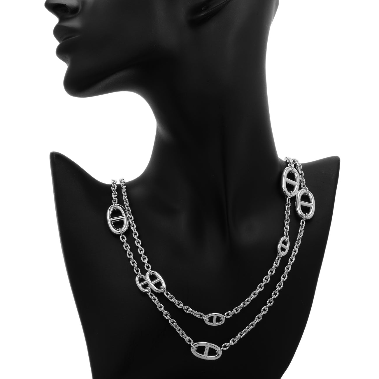 Exclusive Hermes Sterling Silver Farandole Necklace 120 — Back View