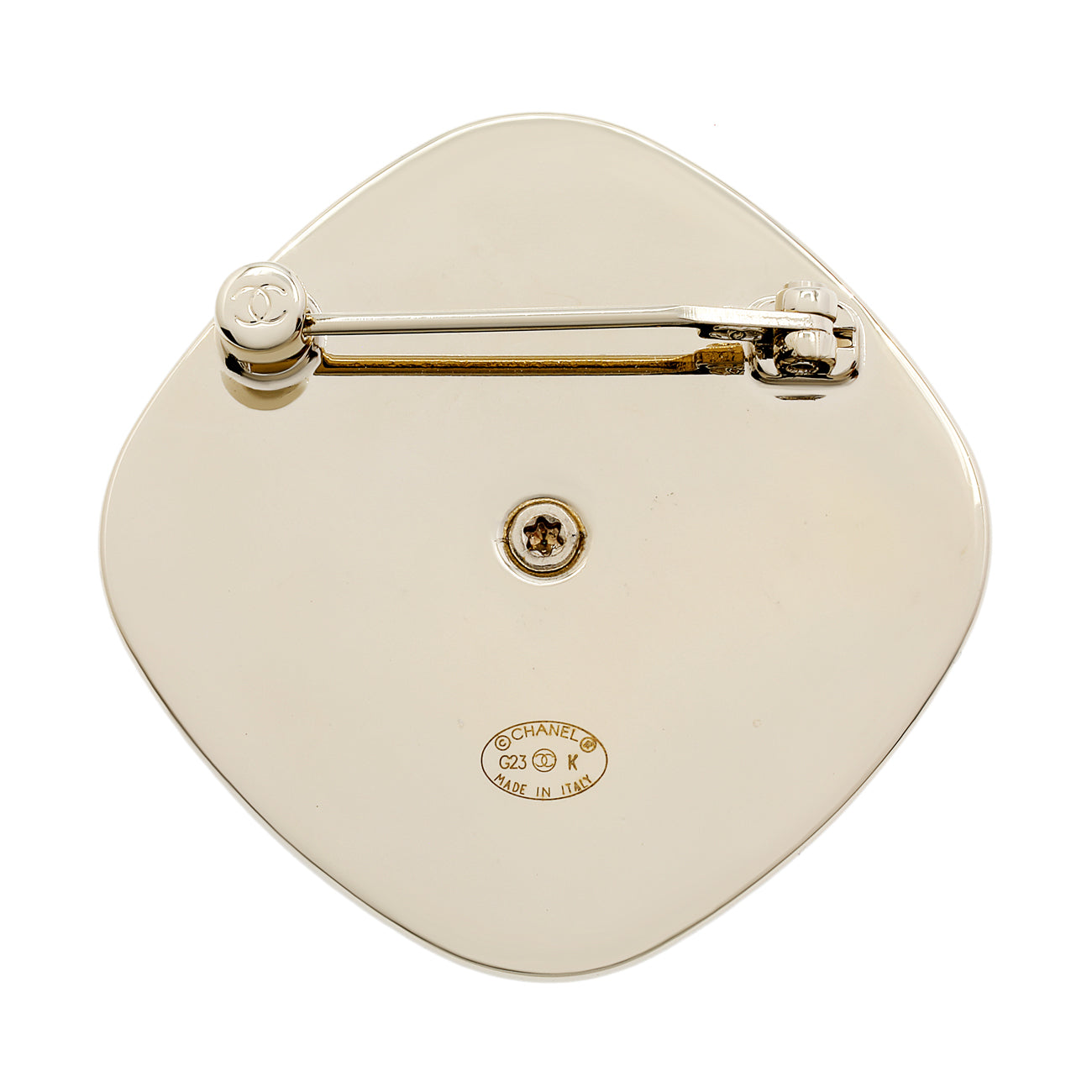 Exclusive Chanel Crystal Pearl CC Brooch — Side View