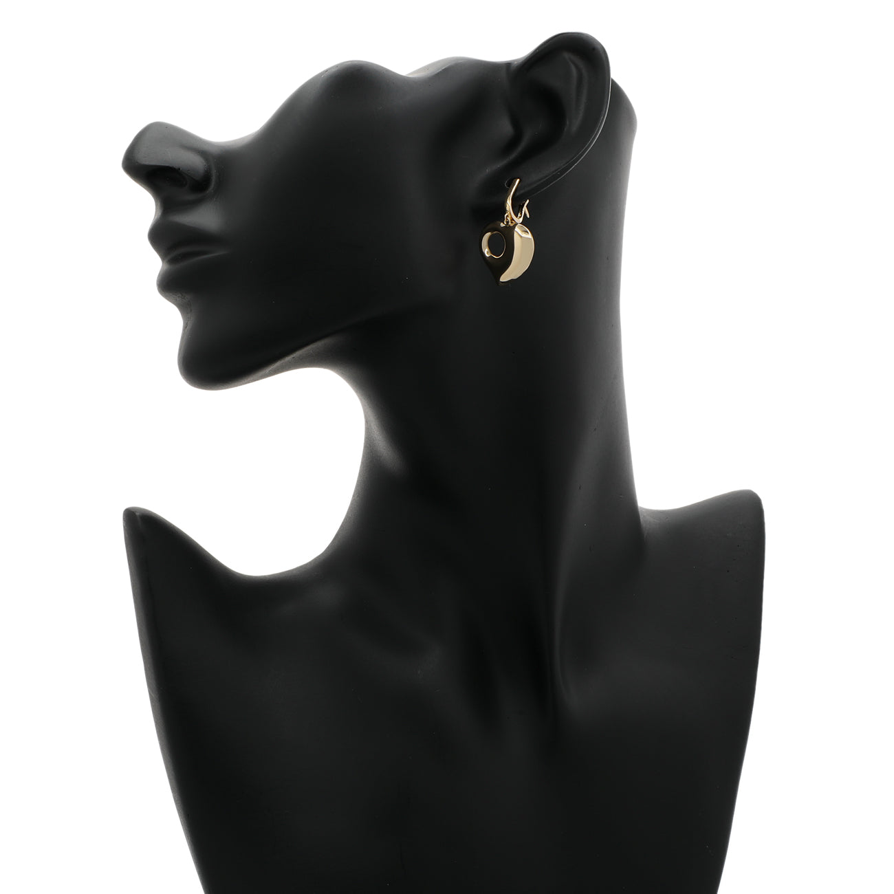 Exclusive 18K Yellow Gold Puffy Heart Earrings — Back View