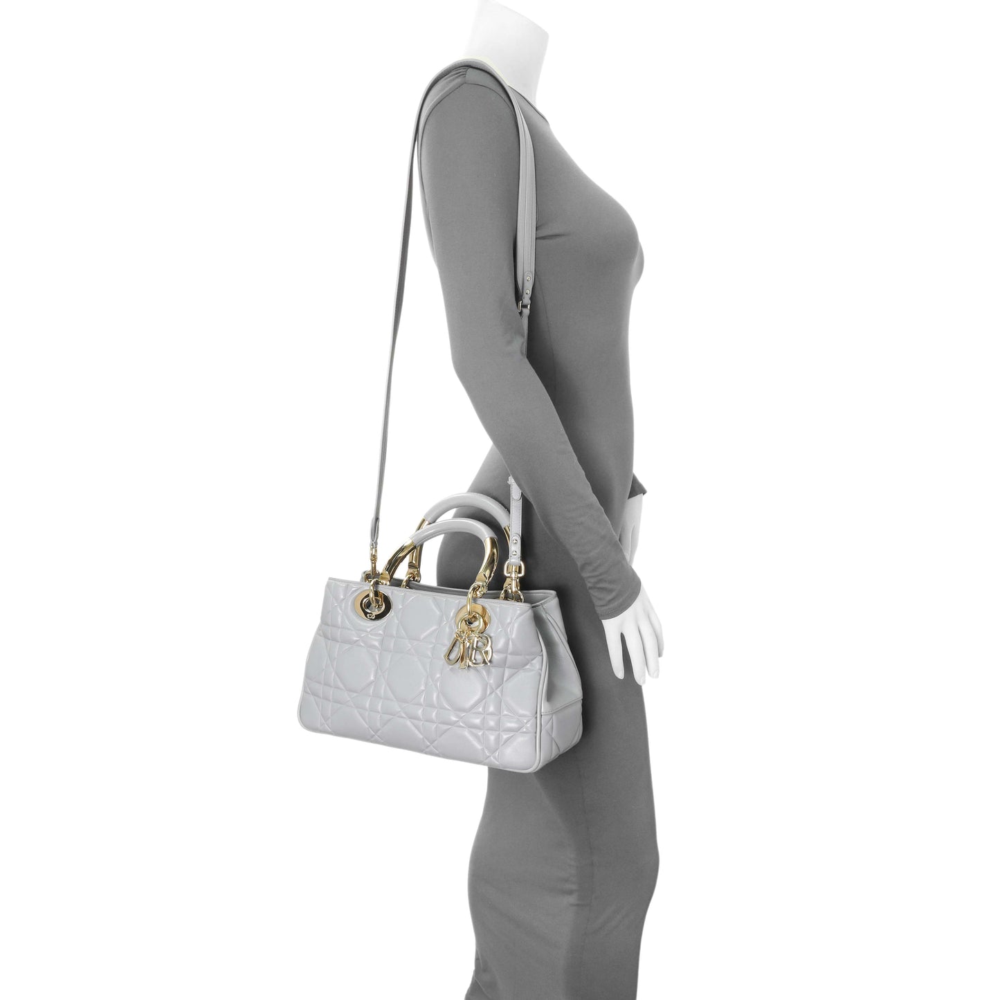 Exclusive Christian Dior Grey Calfskin Cannage Medium The Lady 95.22 — Alternate View 7