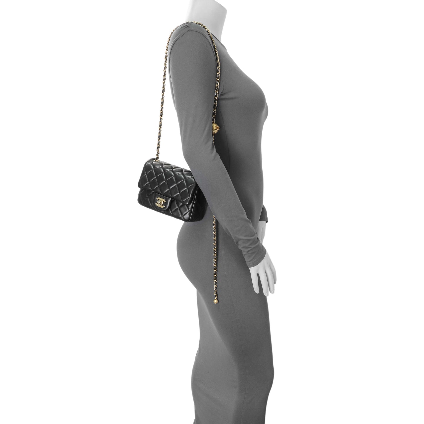 Exclusive Chanel Black Lambskin Quilted Mini Pearl Crush Flap — Alternate View 8