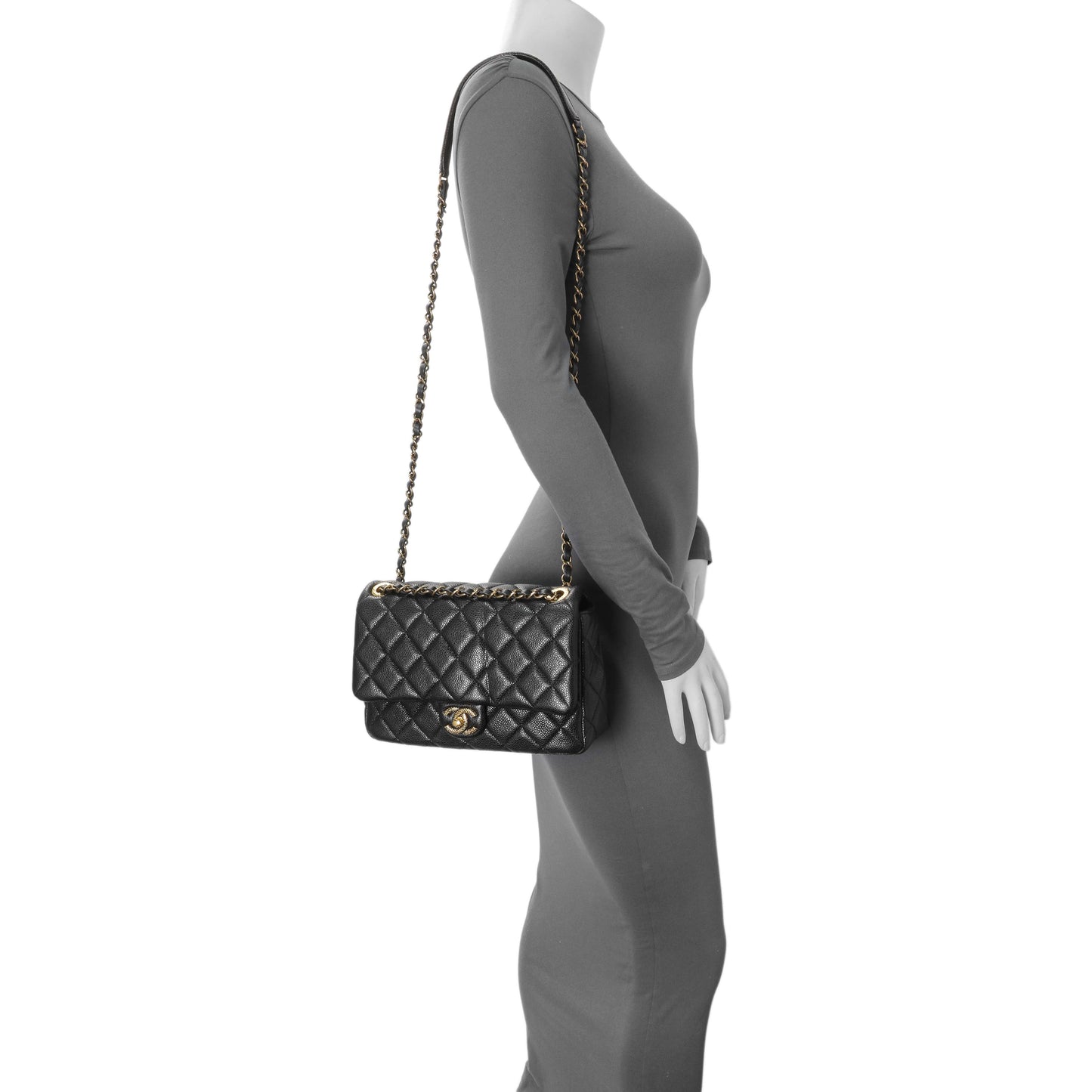 Exclusive Chanel Black Quilted Caviar Small Flap — Alternate View 7