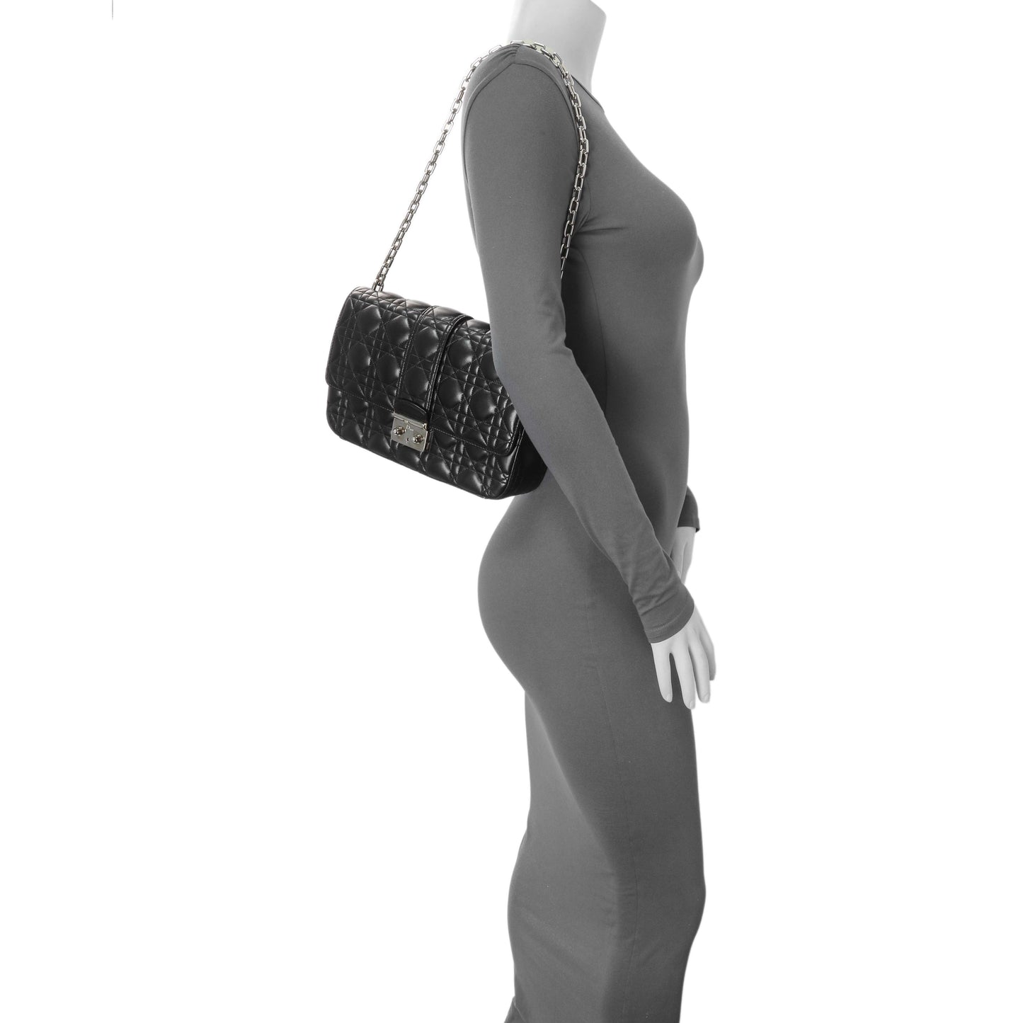 Exclusive Christian Dior Black Lambskin Cannage Medium Miss Dior Flap — Alternate View 13