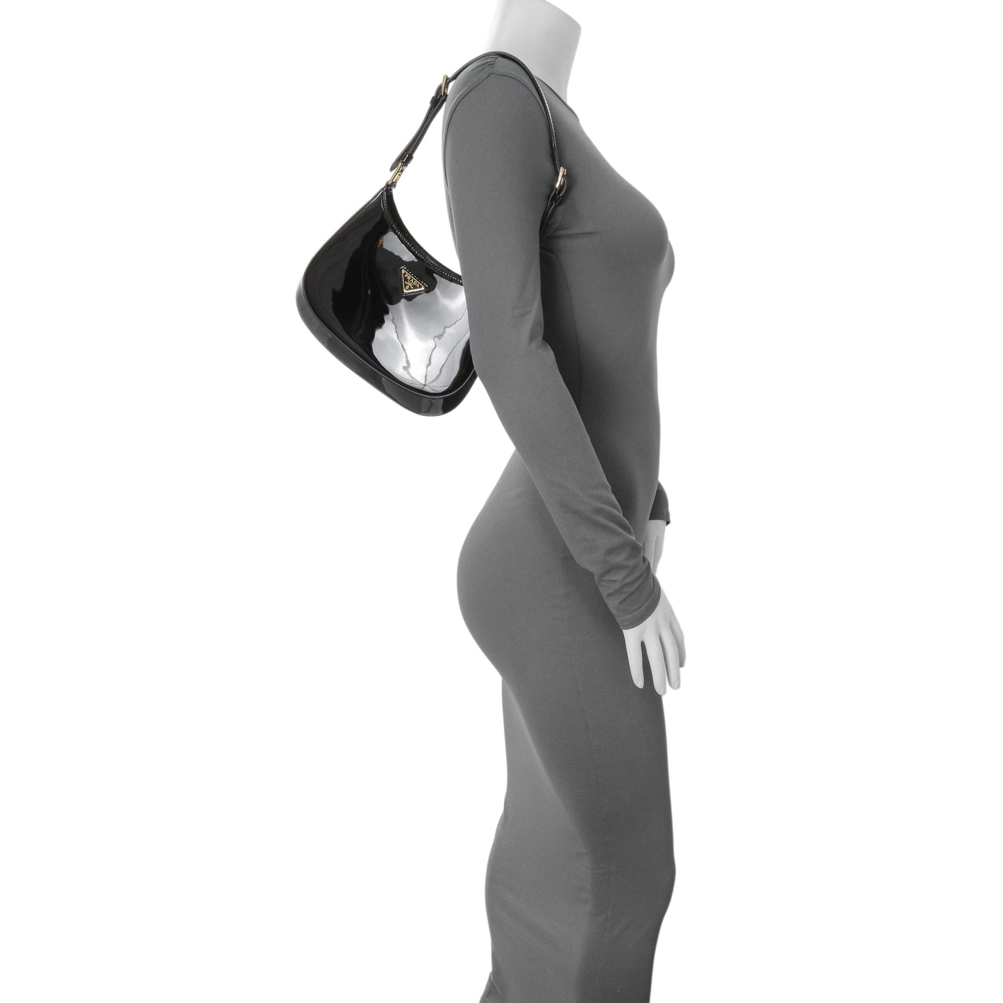 Exclusive Prada Black Patent Cleo Bag — Lifestyle View