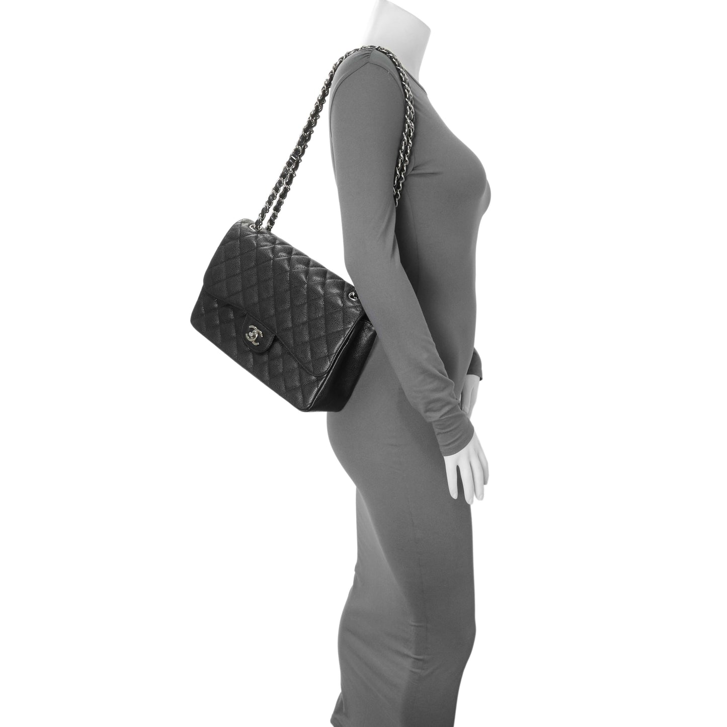 Exclusive Chanel Black Caviar Jumbo Classic Double Flap — Alternate View 11