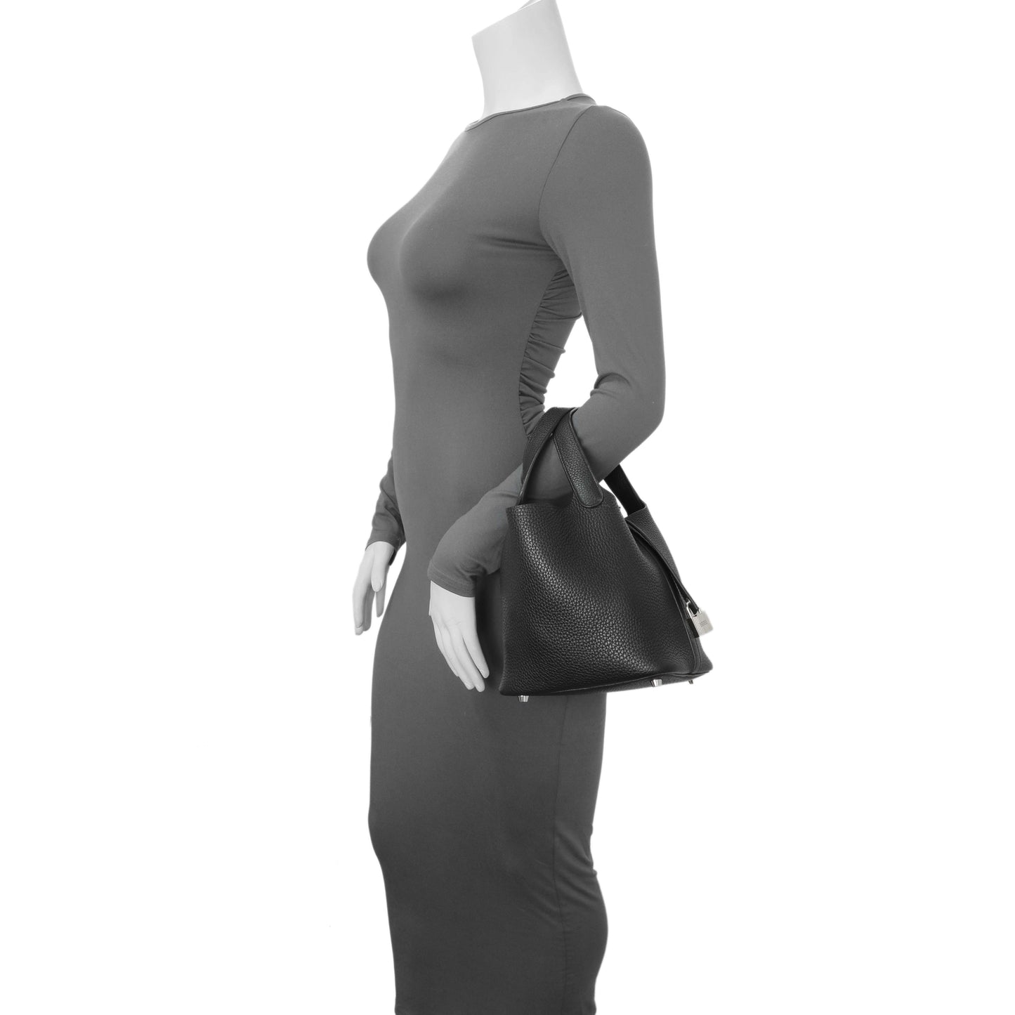 Exclusive Hermes Black Taurillon Clemence Picotin Lock 18 — Alternate View 7