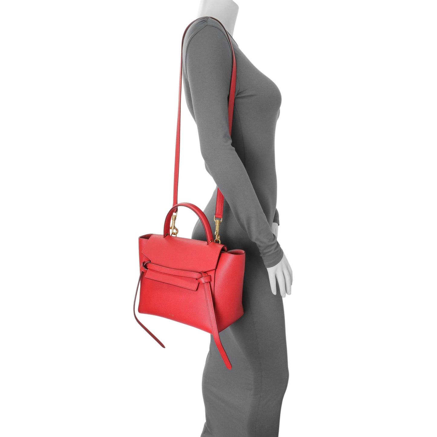 Exclusive Celine Red Grained Calfskin Micro Belt Bag — Alternate View 12