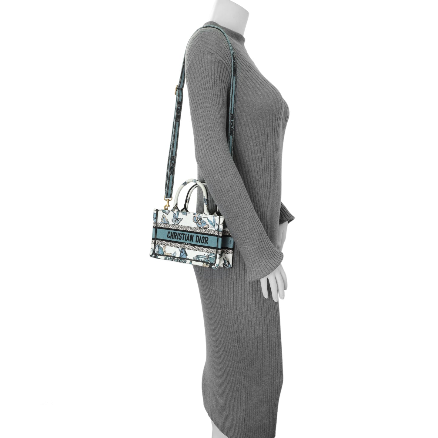Exclusive Christian Dior Embroidered Canvas Mini Book Tote w/ Strap — Alternate View 8