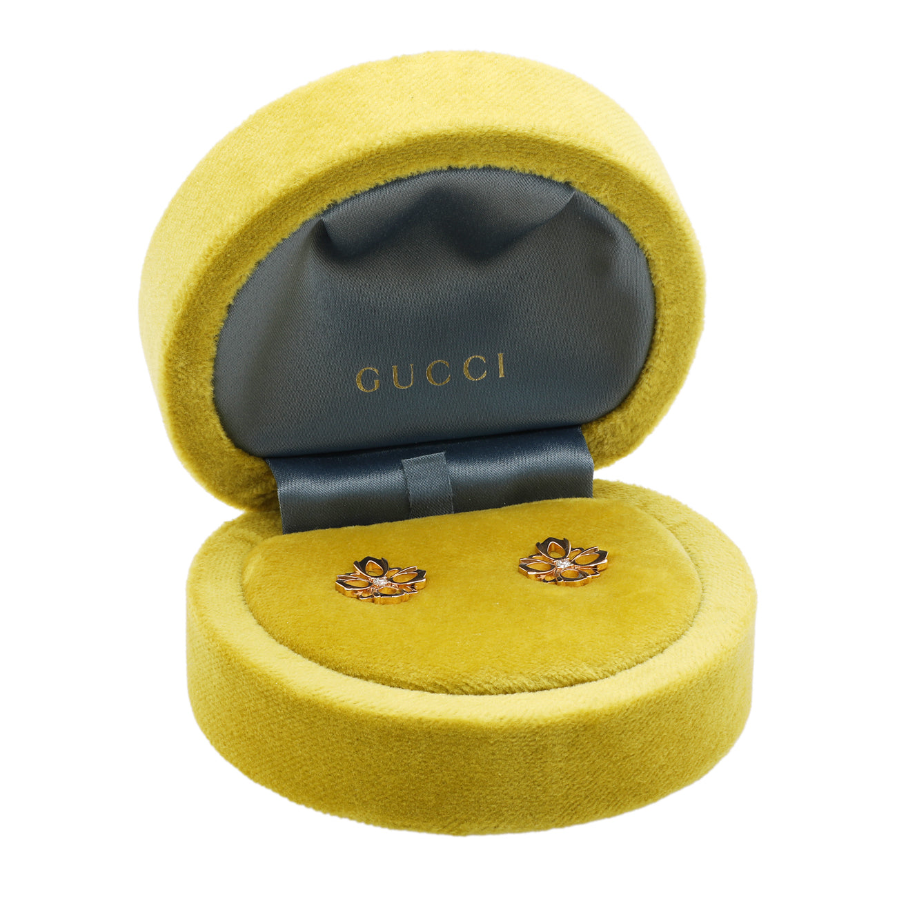 Exclusive Gucci 18K Rose Gold Diamond Flora Earrings — Top View