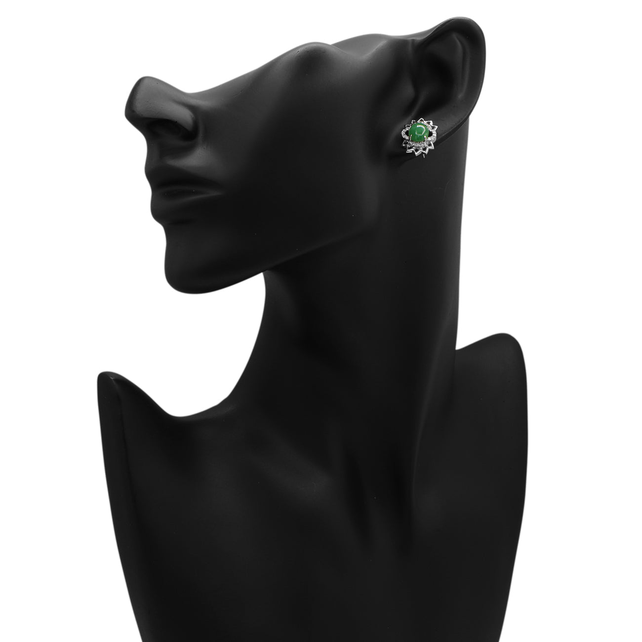 Exclusive 18K White Gold Jadeite Earrings — Back View