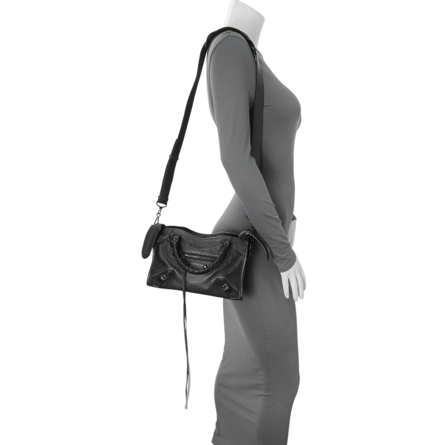 Exclusive Balenciaga Black Chevre Metallic Edge Mini City — Alternate View 12