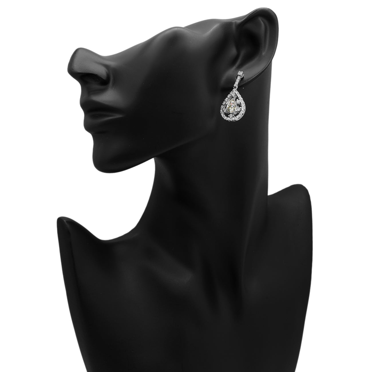 Exclusive 18K White Gold 3.48 Carat Pear Drop Earrings — Back View