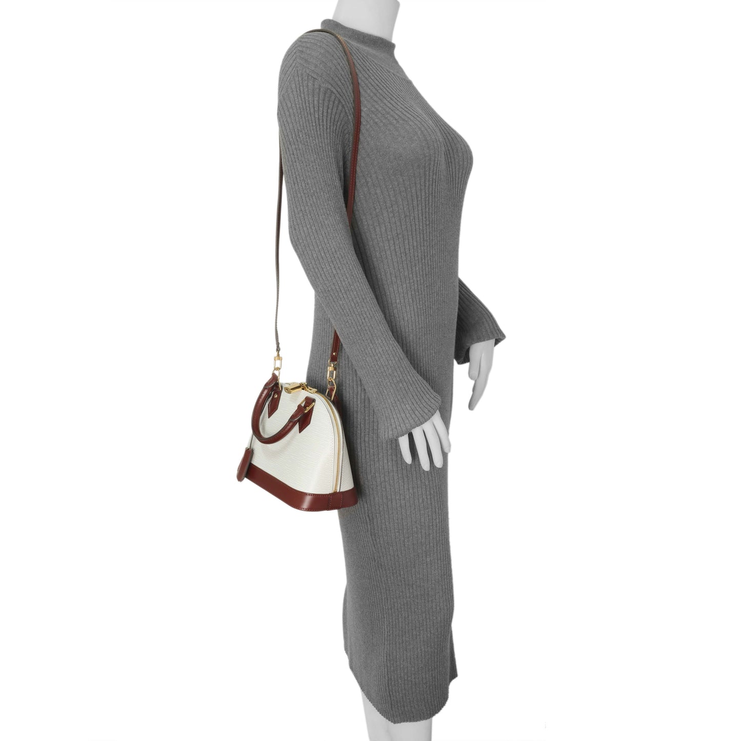 Exclusive Louis Vuitton White/Burgundy Epi Alma BB — Alternate View 7