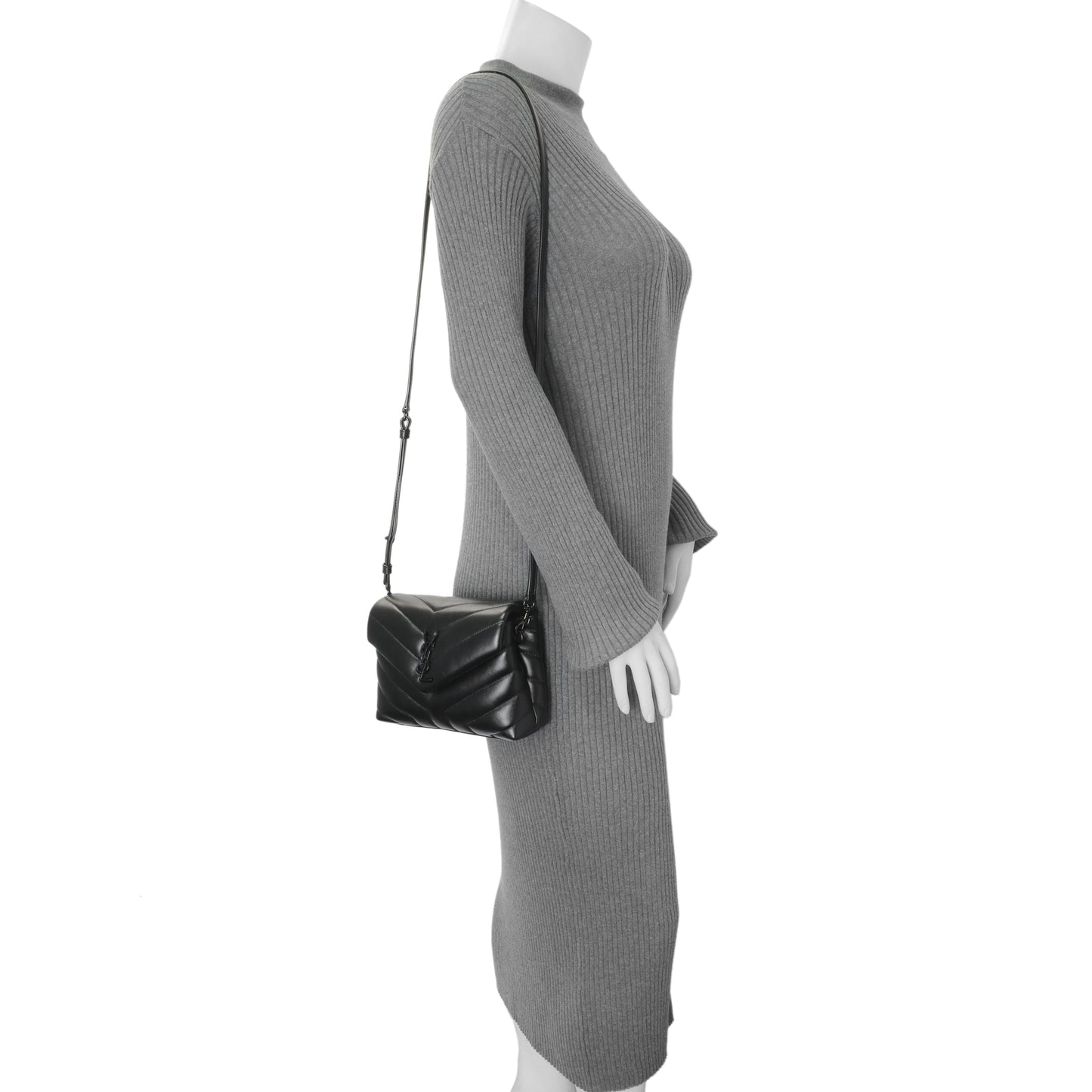 Exclusive Saint Laurent Black Calfskin Monogram Toy Loulou Crossbody — Alternate View 7